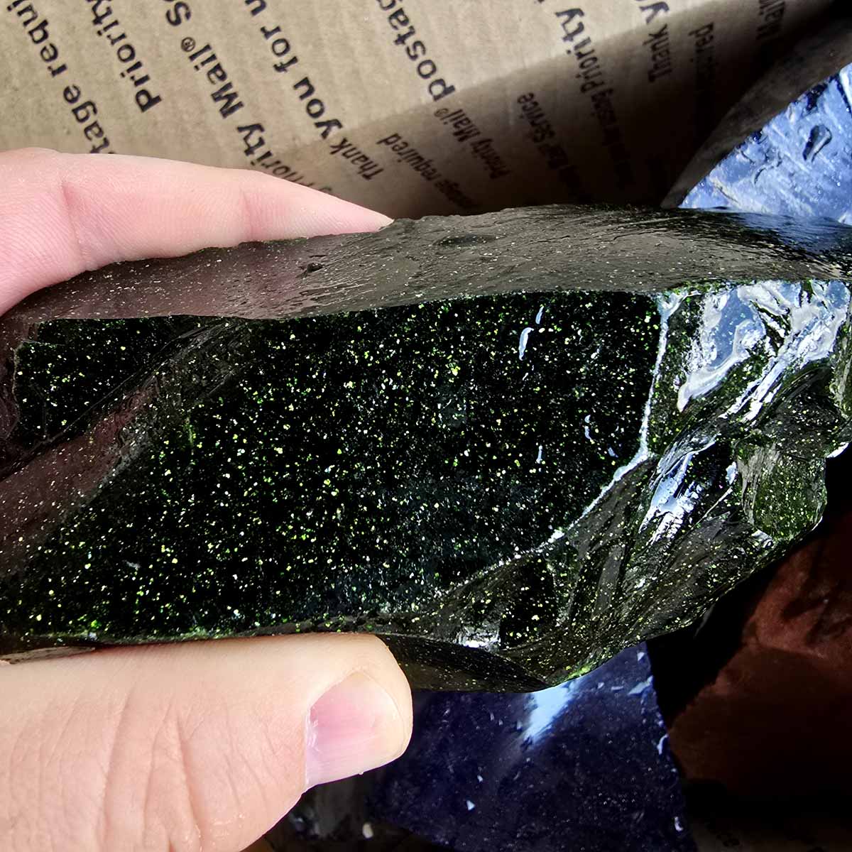 Red Green Blue Black Goldstone Lapidary Cutting Rough Stones Specimens