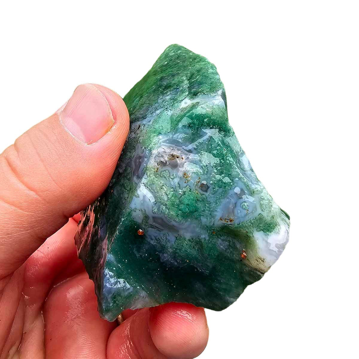 India Tree Moss Agate Cutting Rough Chunk!