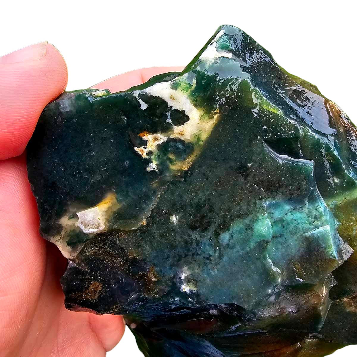 India Tree Moss Agate Cutting Rough Chunk!