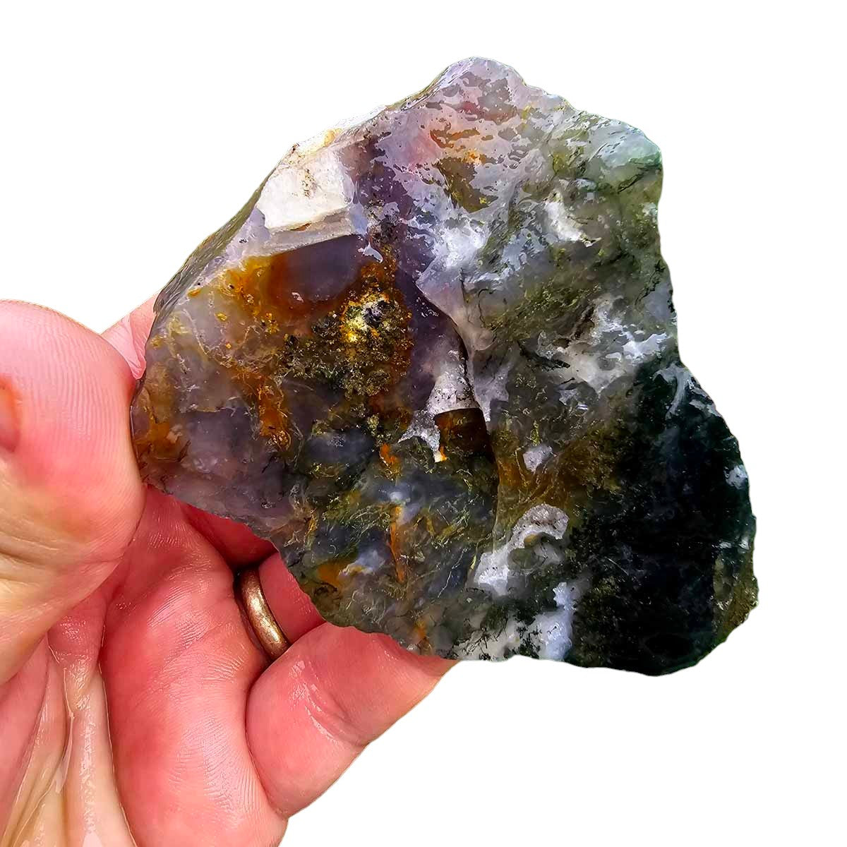 India Tree Moss Agate Cutting Rough Chunk!