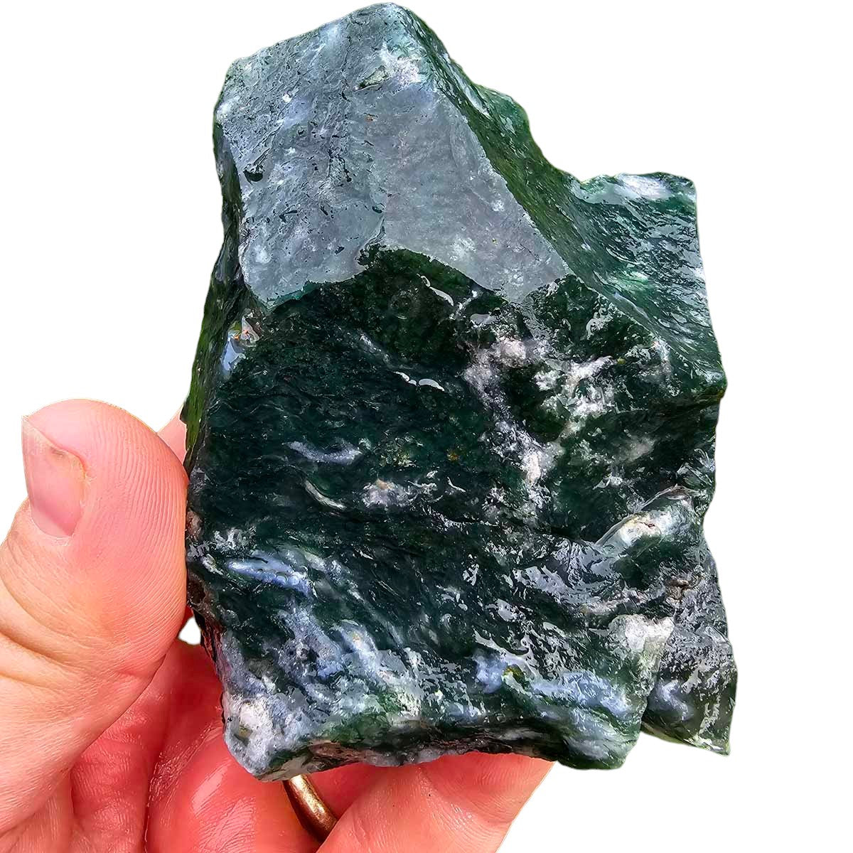 India Tree Moss Agate Cutting Rough Chunk!