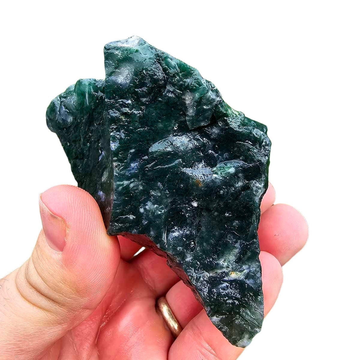 India Tree Moss Agate Cutting Rough Chunk!