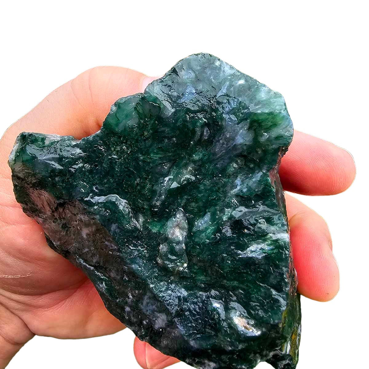 India Tree Moss Agate Cutting Rough Chunk!