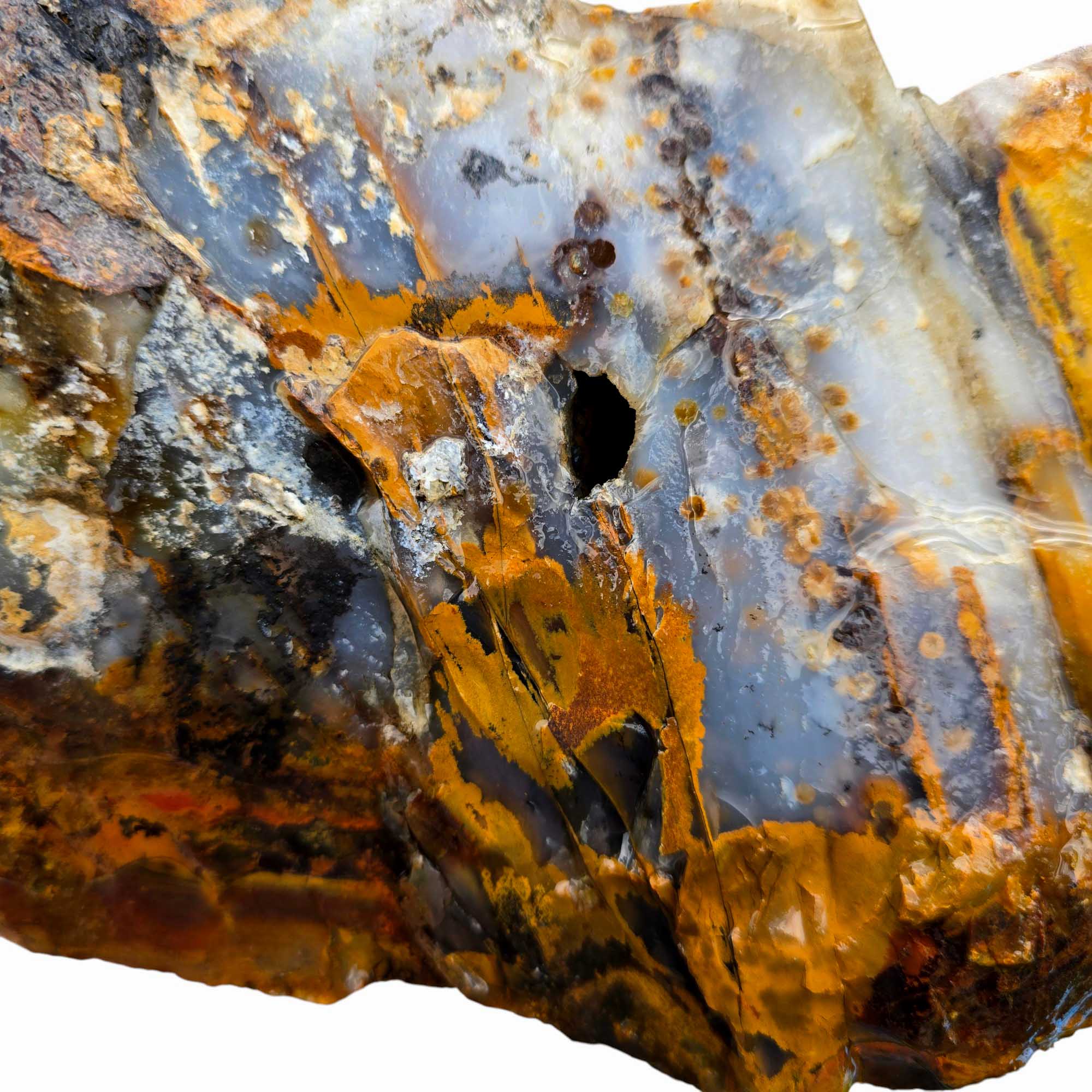 Old Stock Polka Dot Agate Blue Ice Lapidary Cutting Rough Chunk