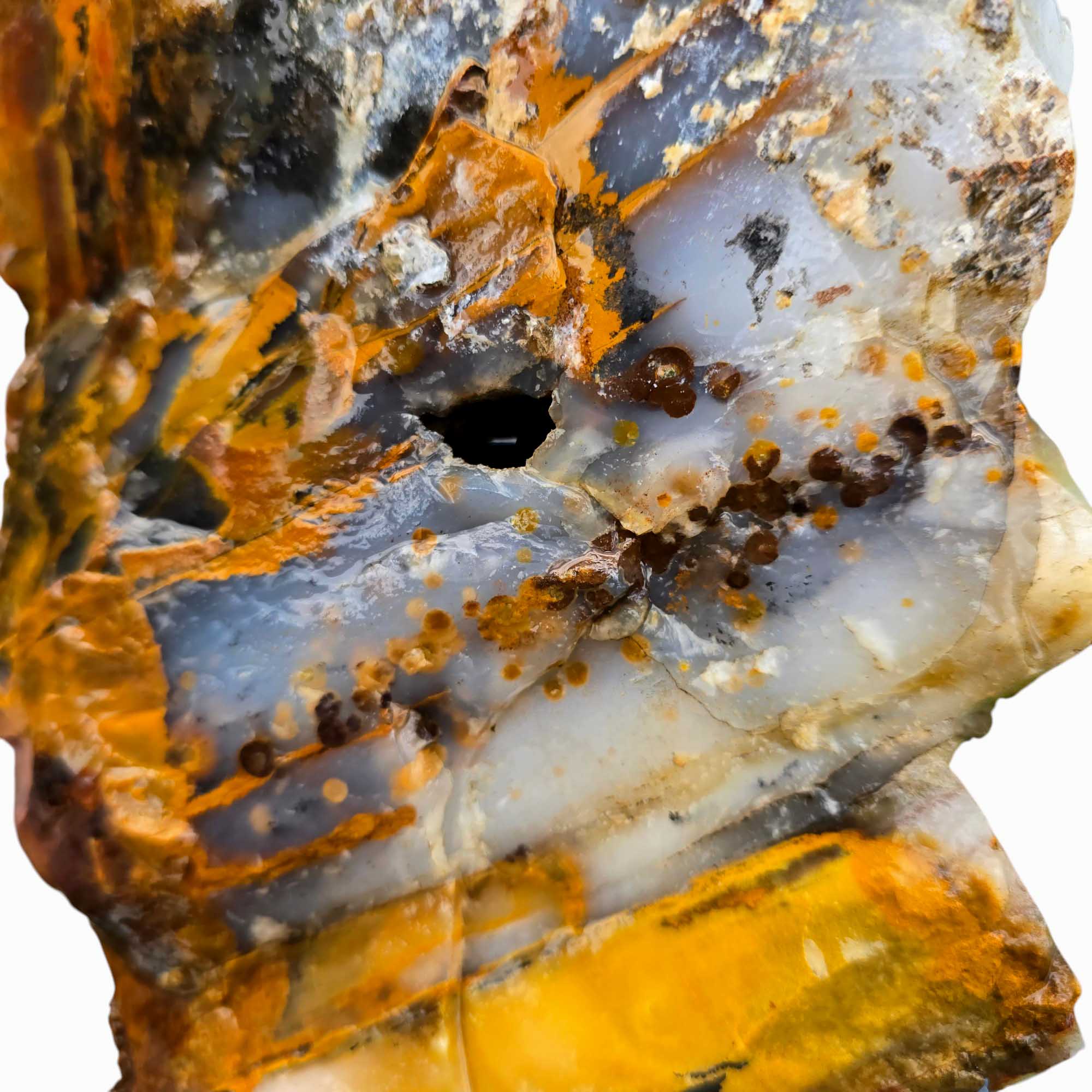 Old Stock Polka Dot Agate Blue Ice Lapidary Cutting Rough Chunk