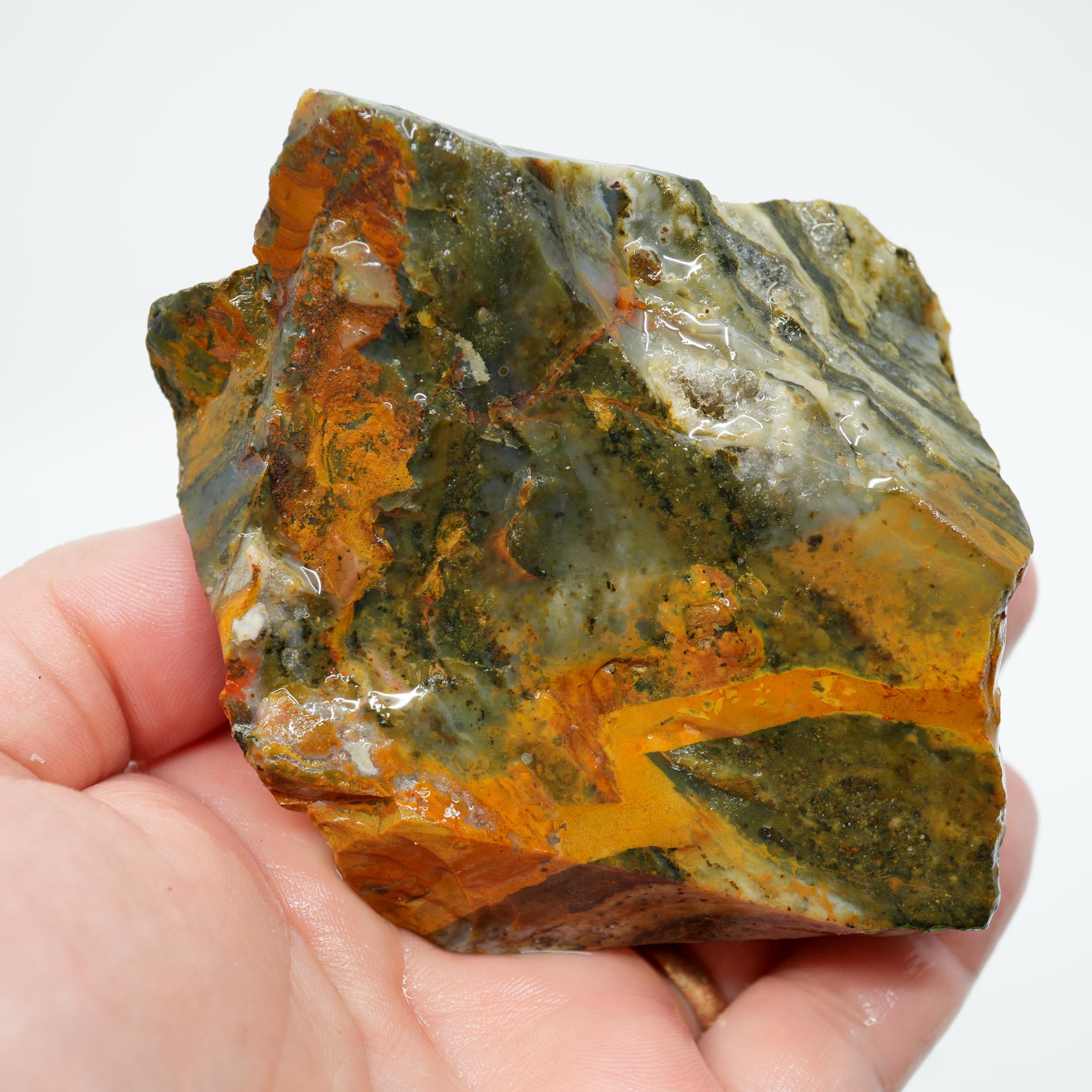 Ochoco Sunset Agate Rough - Bright Orange with Druzy