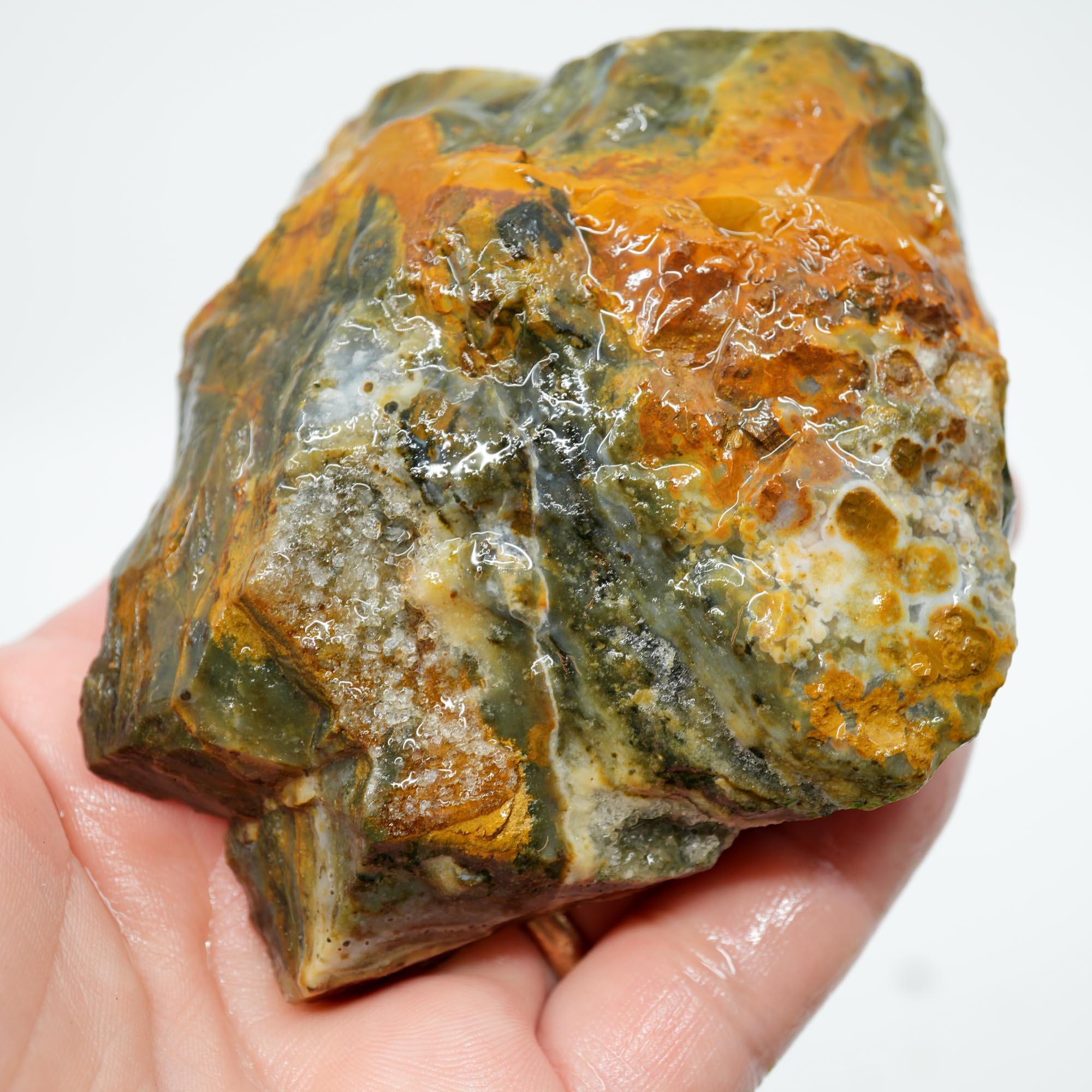 Ochoco Sunset Agate Rough - Bright Orange with Druzy