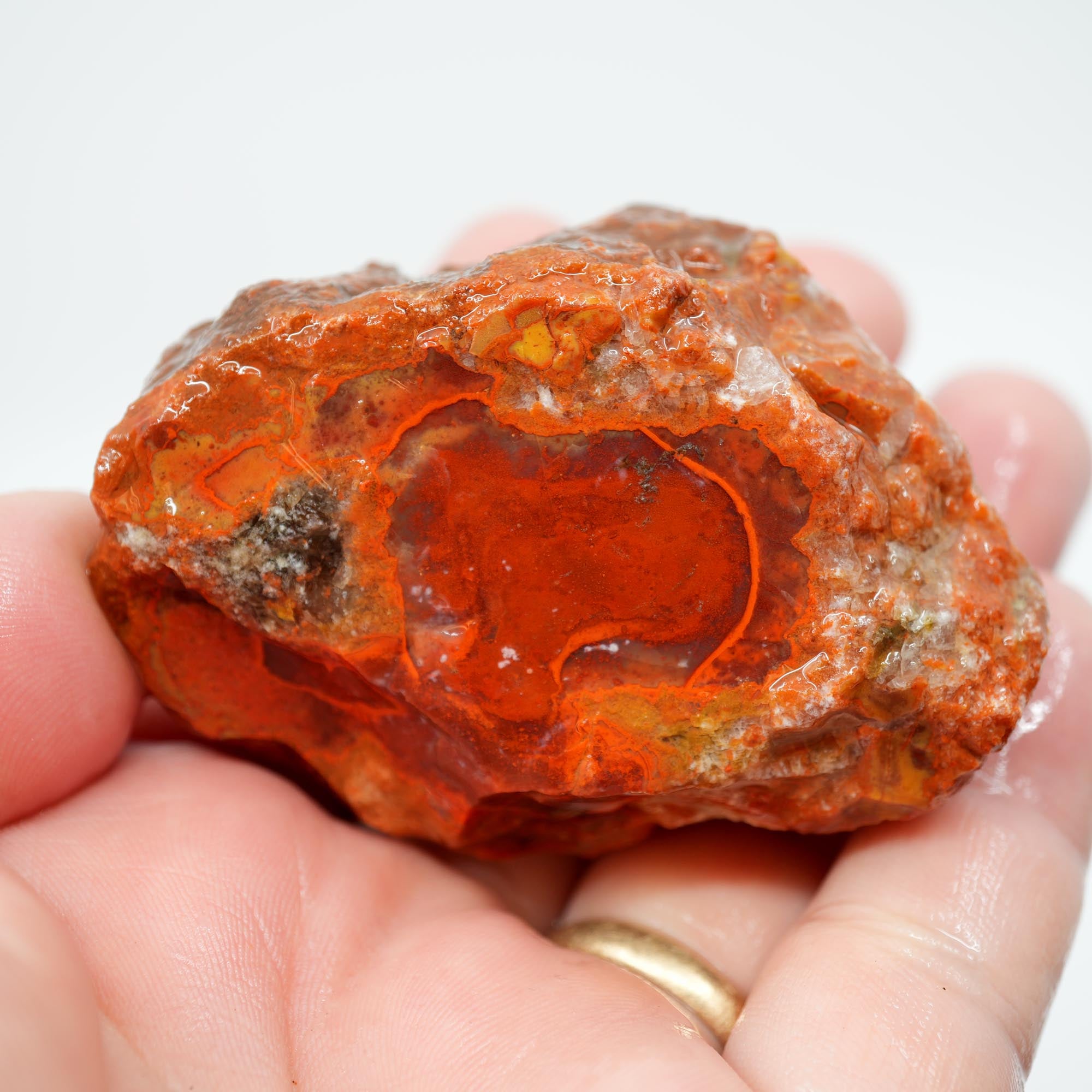 Alabama Paint Agate Rough - Bright Red Orbicular Nodule