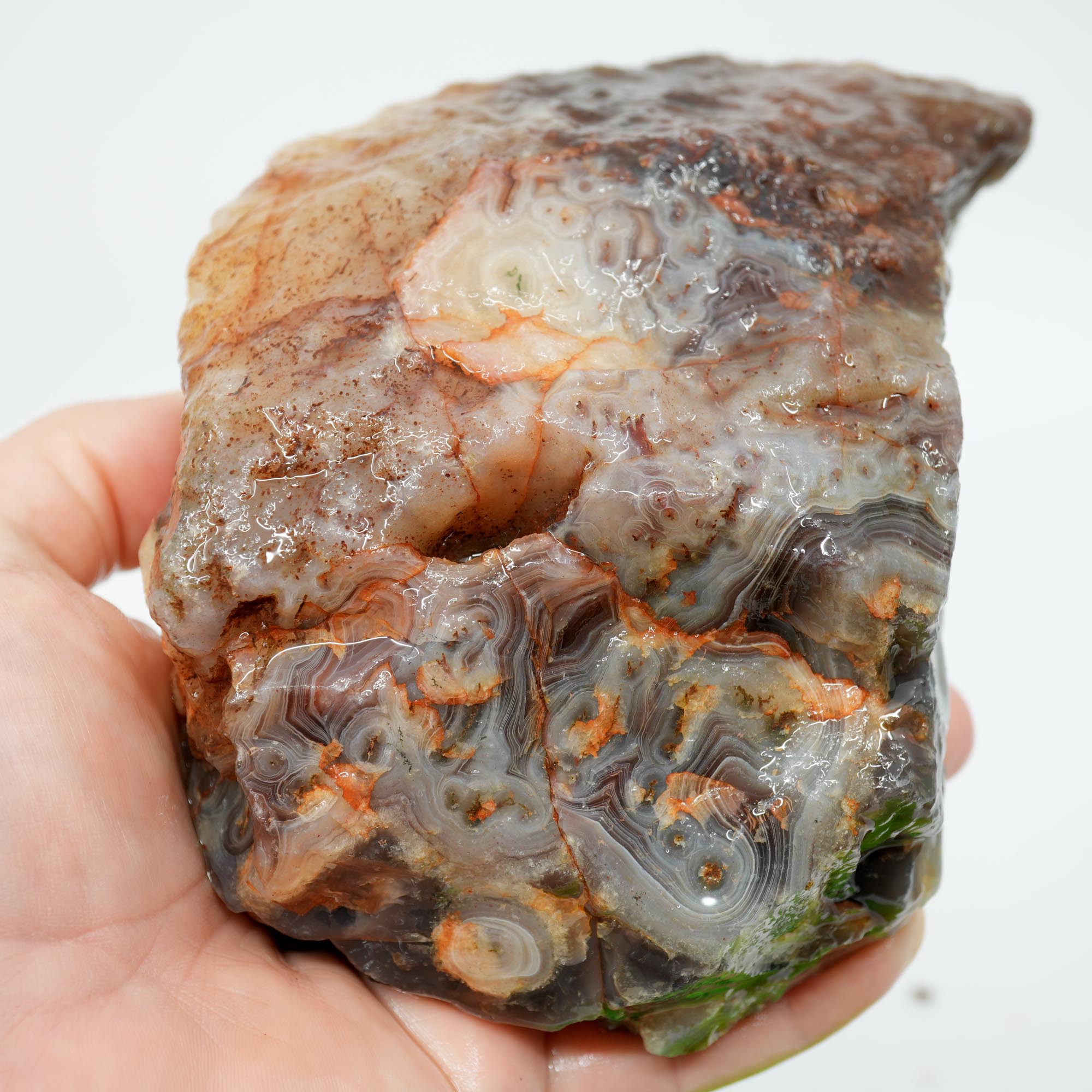 Large Botswana Agate Rough - Deep Blue Purple Fortification - Old