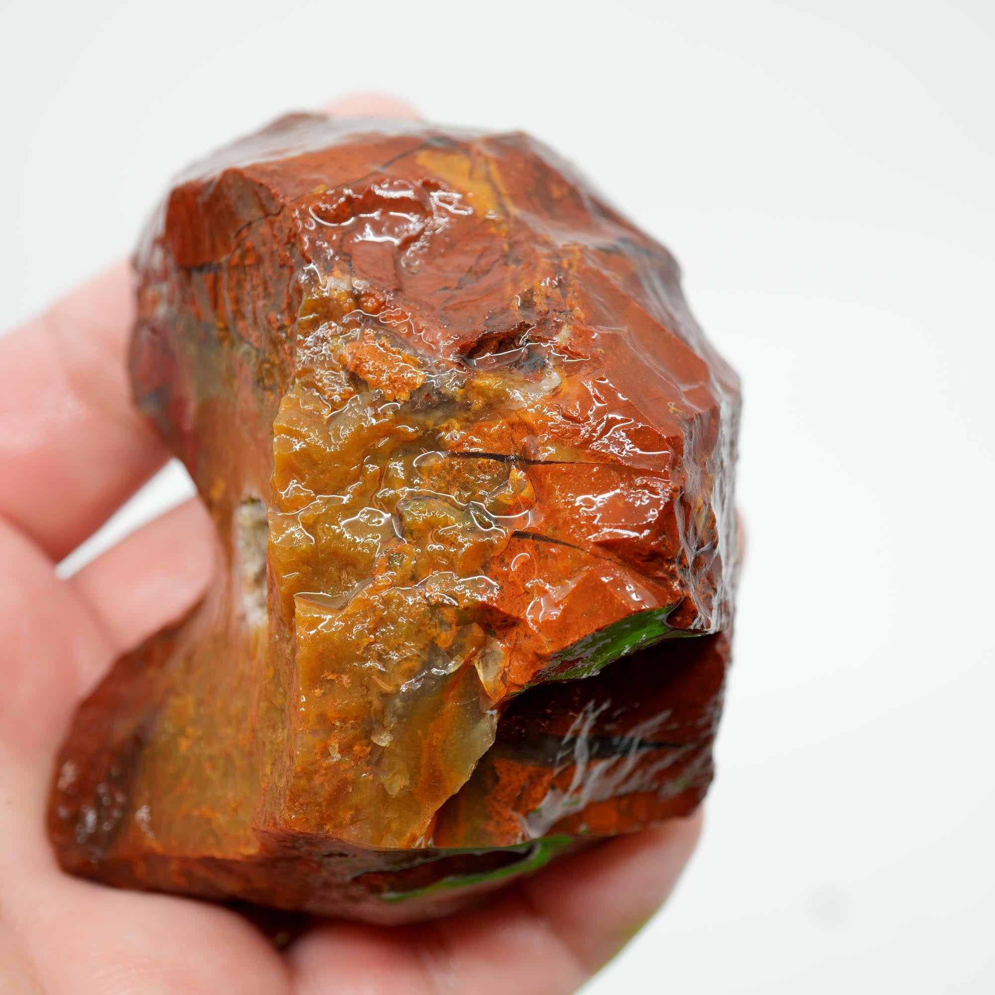 Carey Plume Agate Rough - Bright Red with Druzy Void and Plume Potential