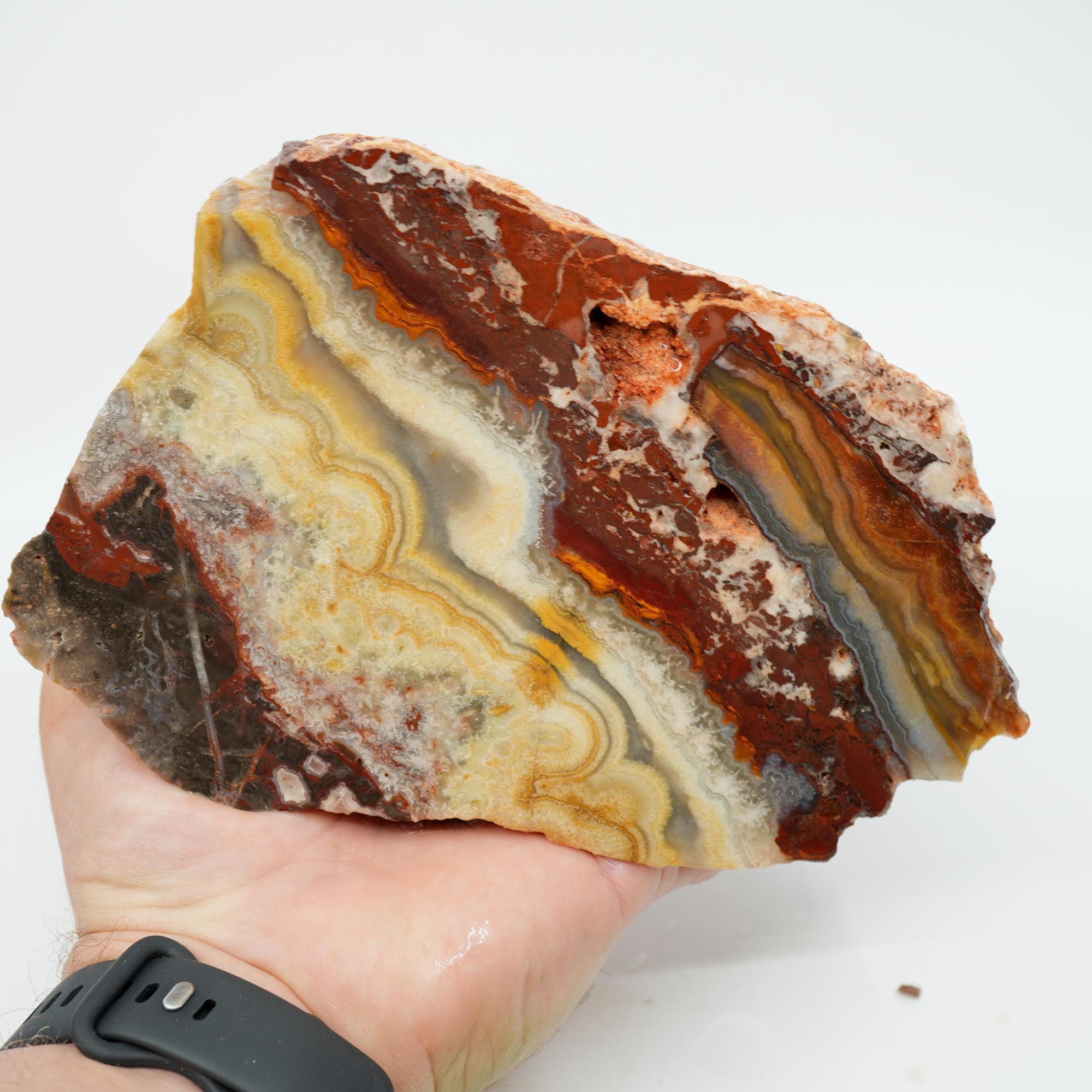 Flower of Peach Lace Agate Cut and Proven - Light Peach Smoky Block