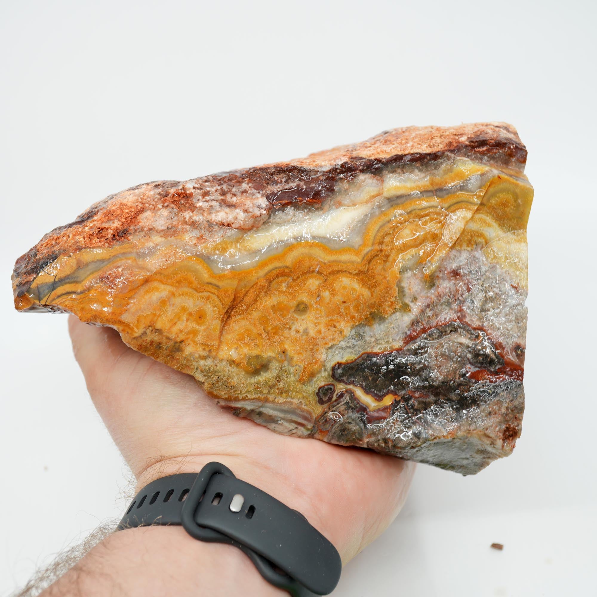 Flower of Peach Lace Agate Cut and Proven - Light Peach Smoky Block
