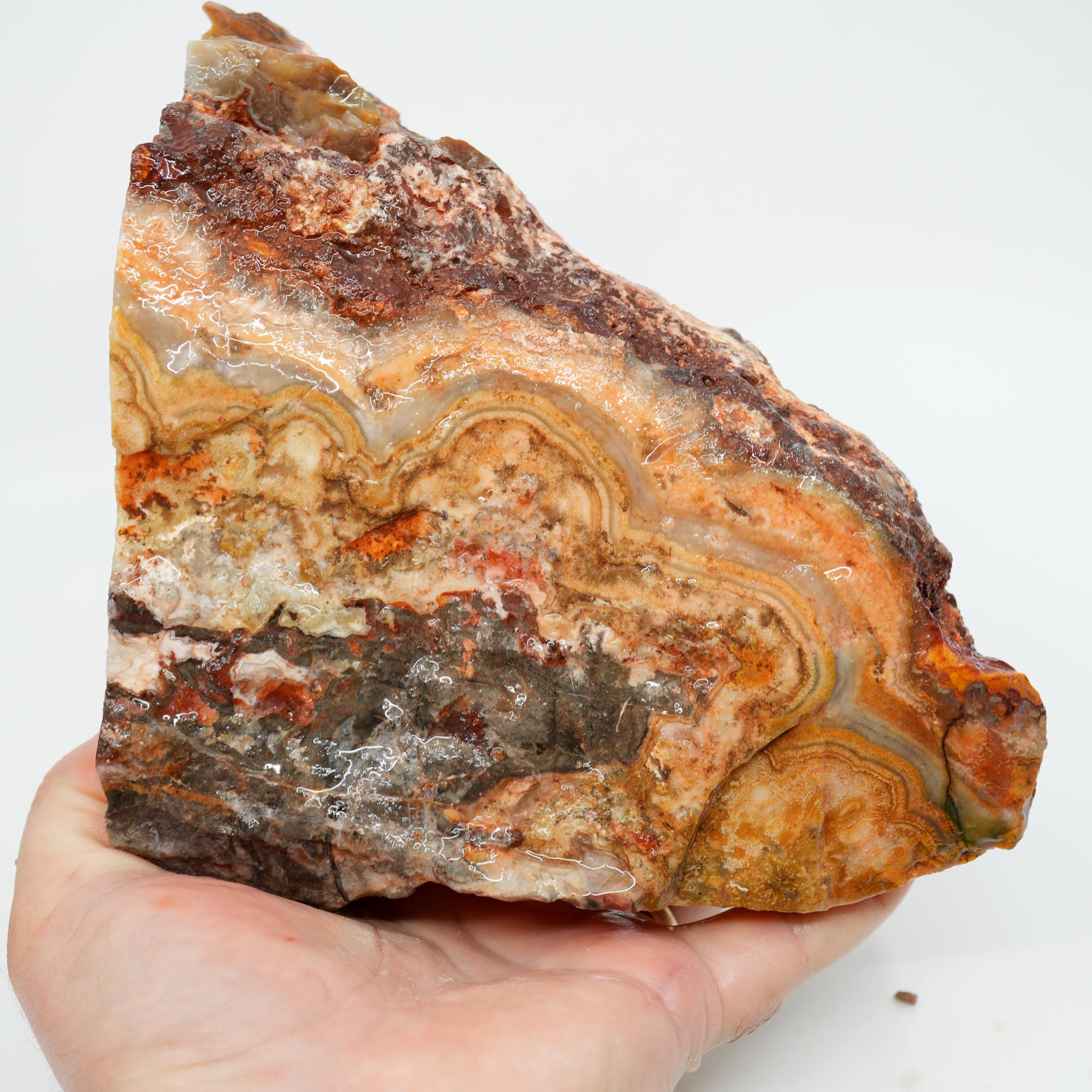Flower of Peach Lace Agate Cut and Proven - Light Peach Smoky Block