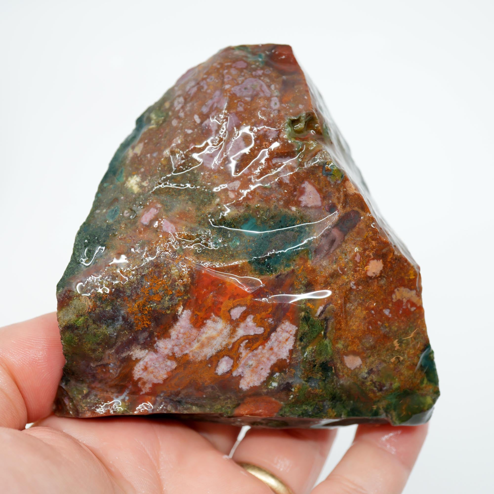 India Bloodstone Rough - Green with Light Pink and Red - Palm Stone Ready