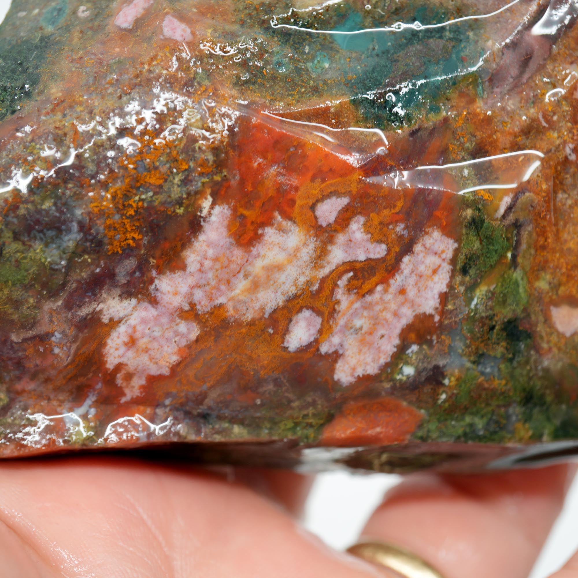 India Bloodstone Rough - Green with Light Pink and Red - Palm Stone Ready