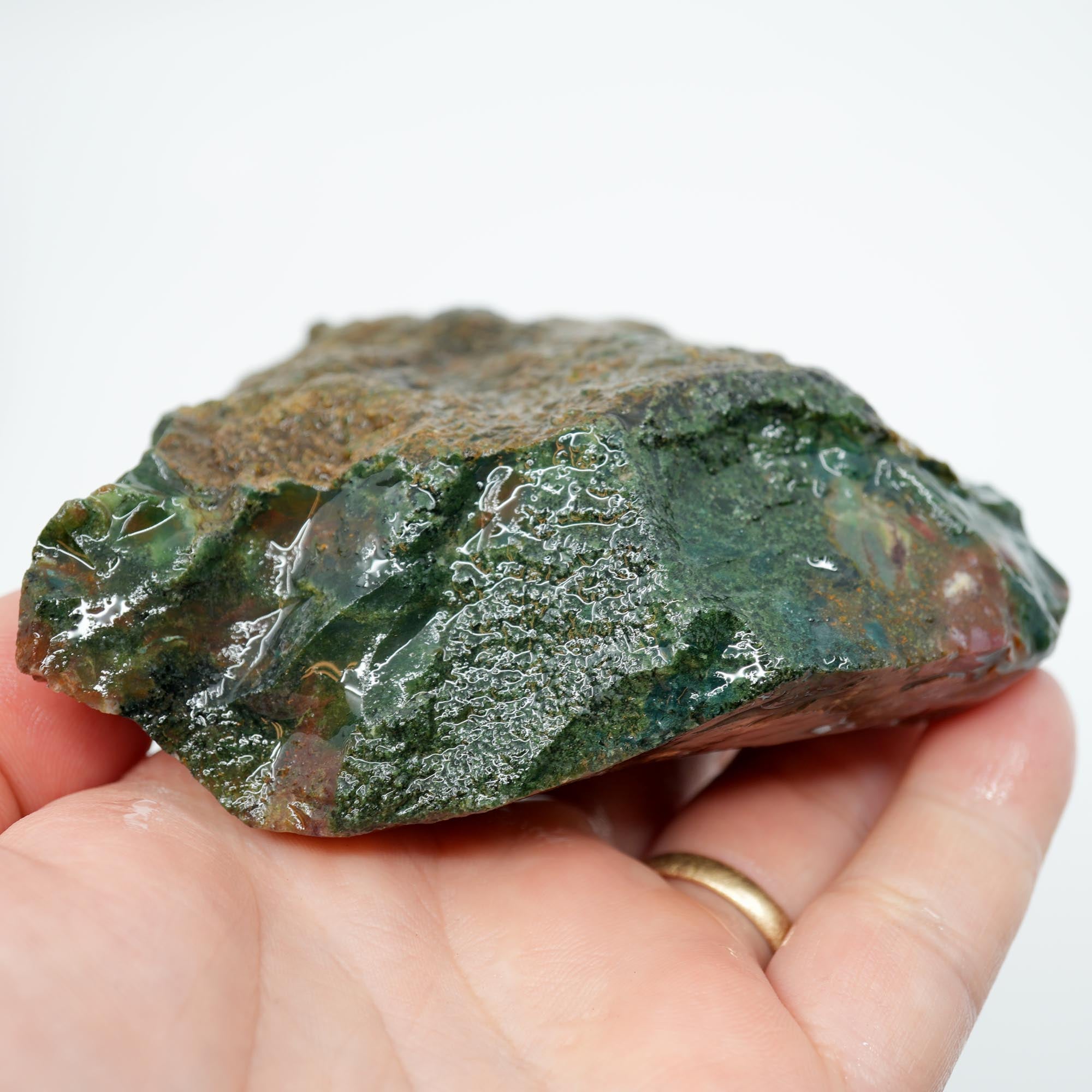 India Bloodstone Rough - Green with Light Pink and Red - Palm Stone Ready