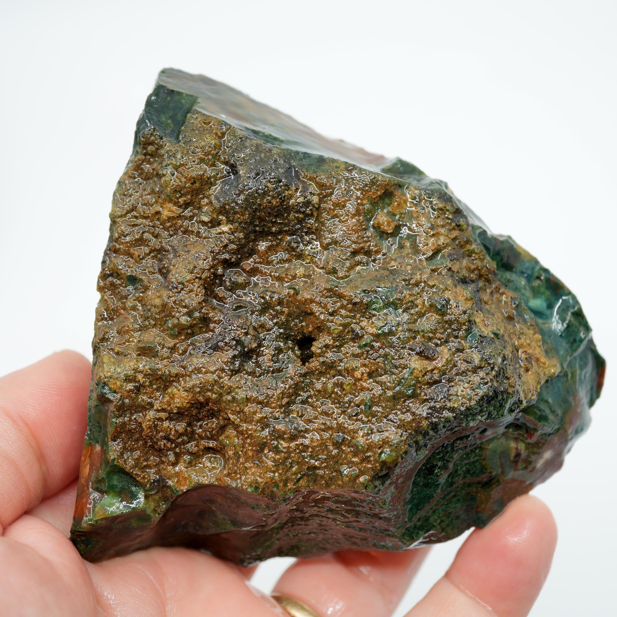 India Bloodstone Rough - Green with Light Pink and Red - Palm Stone Ready