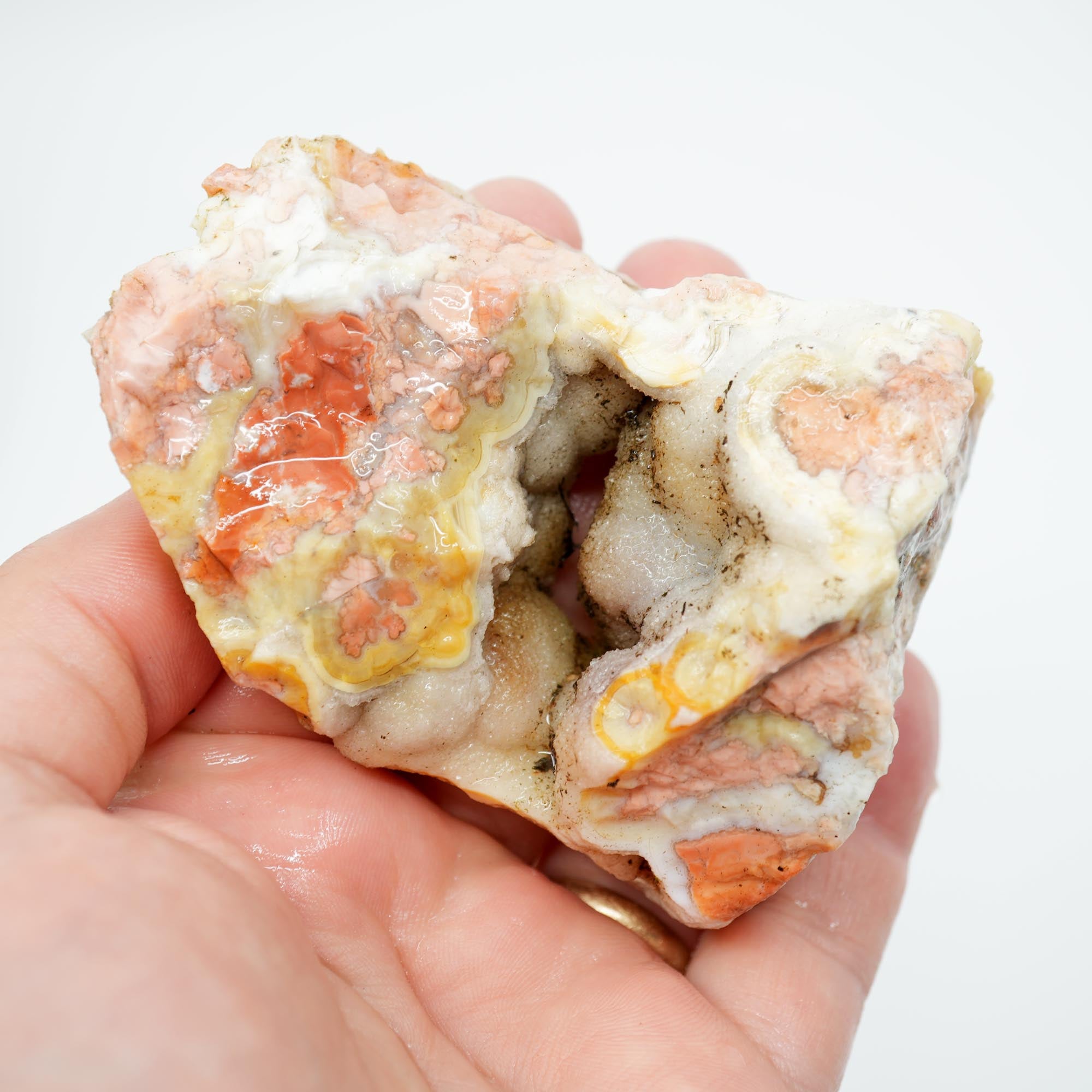 Cotton Candy Agate Endcut - Yellow Fortification with Through Druzy Pocket