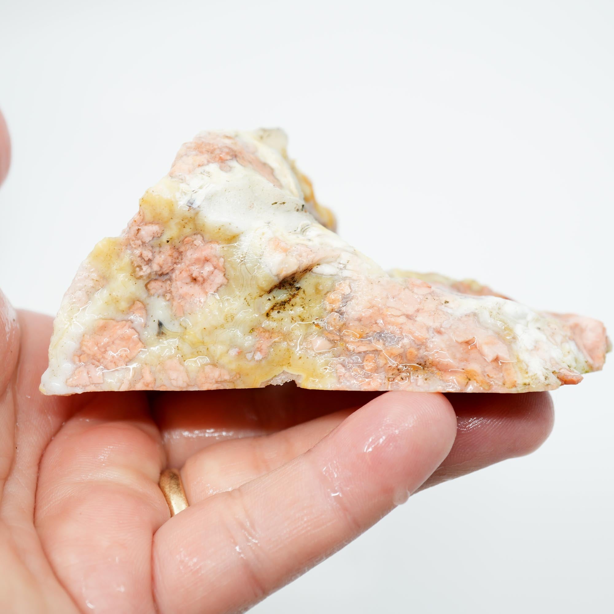Cotton Candy Agate Endcut - Yellow Fortification with Through Druzy Pocket