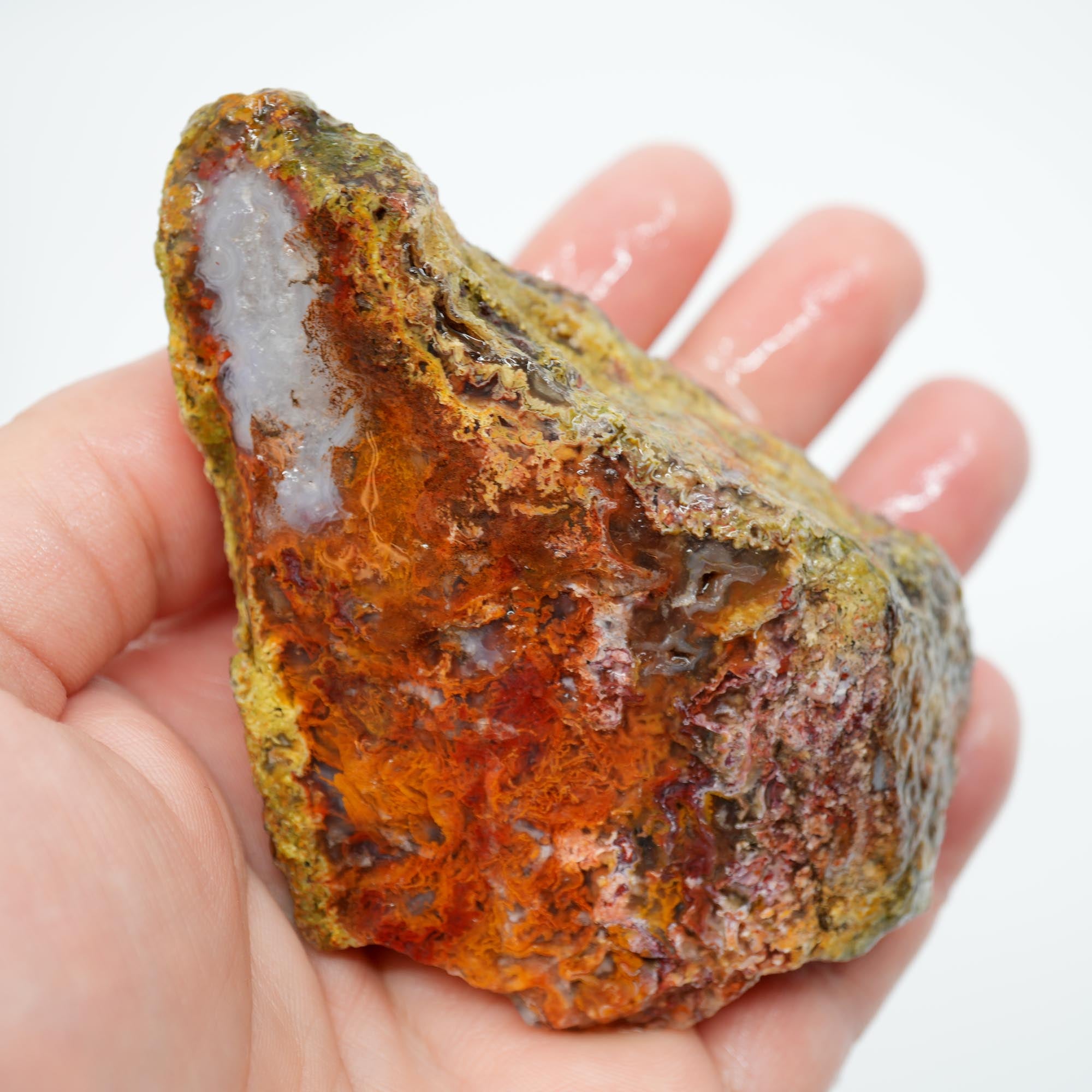San Carlos Agate Rough - Orange with Blue Agate and Red Moss