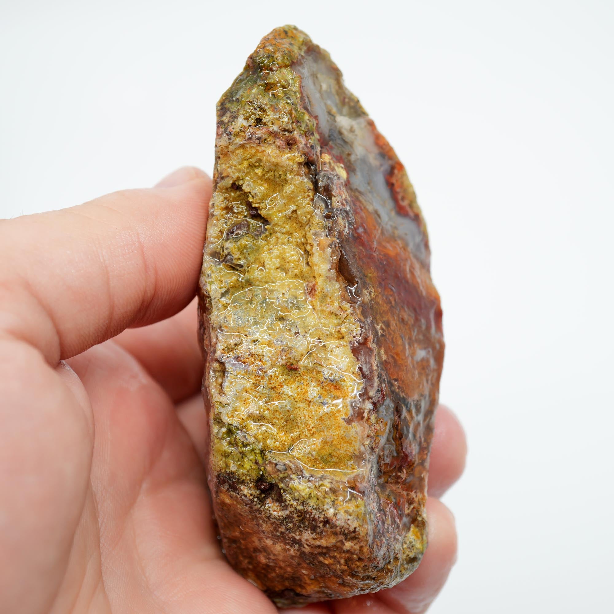 San Carlos Agate Rough - Orange with Blue Agate and Red Moss