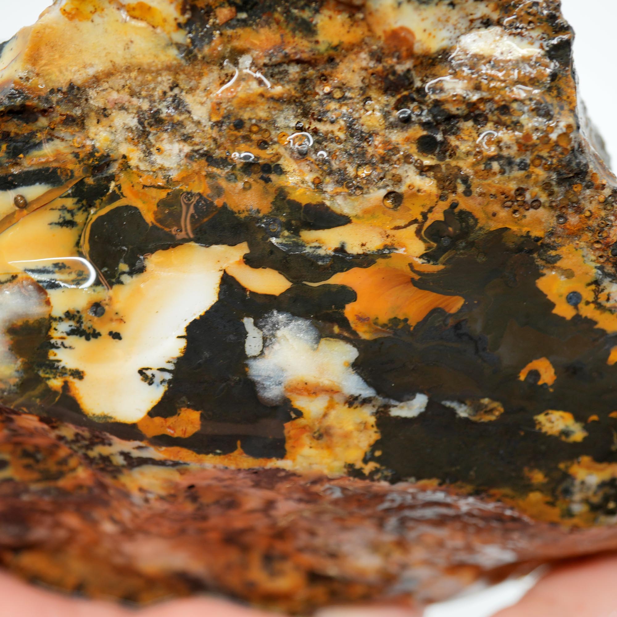 Ochoco Sunset Agate Rough - Smoke Cream Dendrites with Metallic Coating