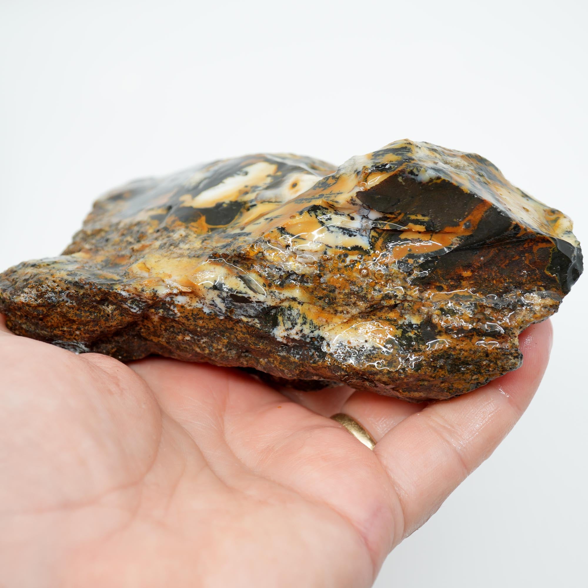 Ochoco Sunset Agate Rough - Smoke Cream Dendrites with Metallic Coating
