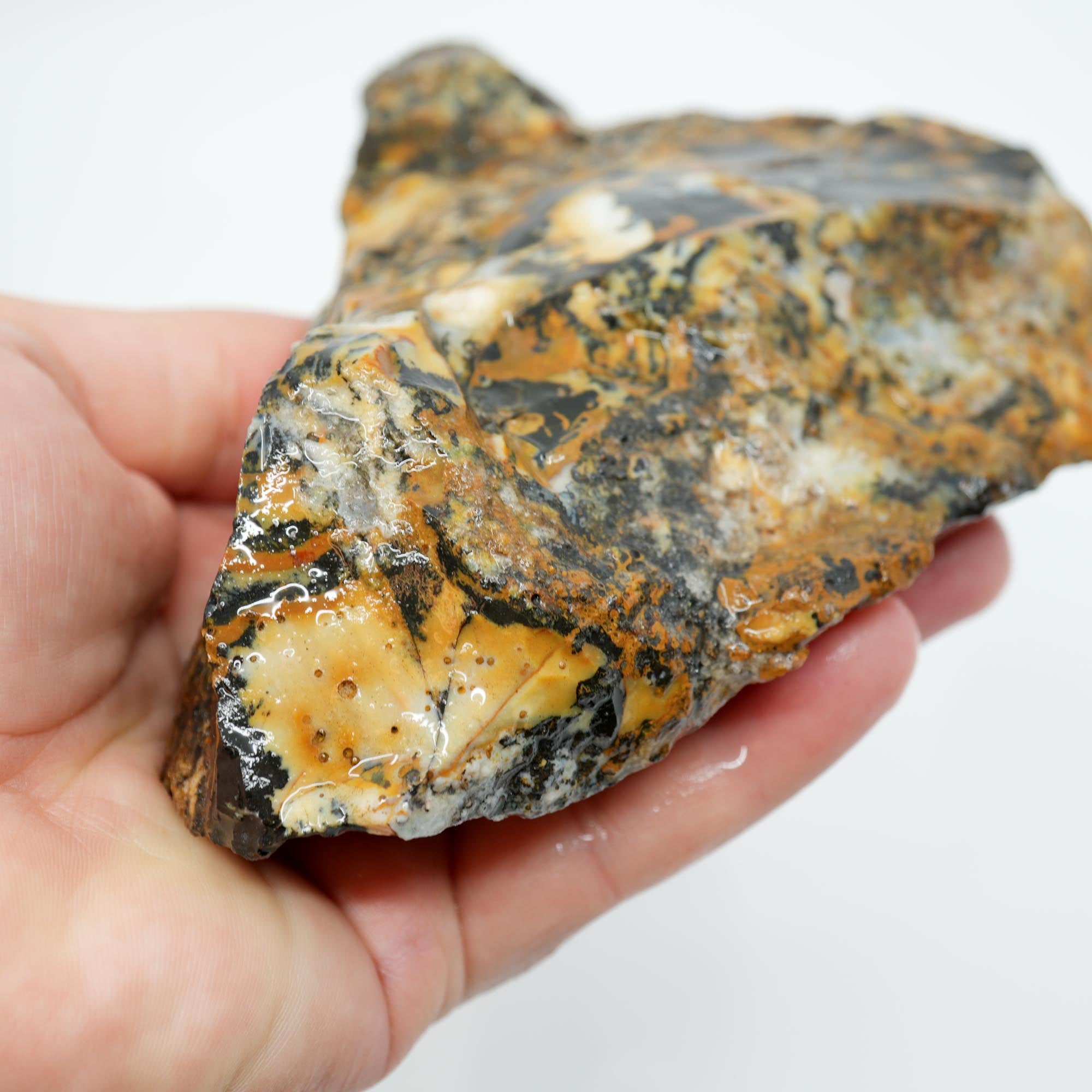 Ochoco Sunset Agate Rough - Smoke Cream Dendrites with Metallic Coating