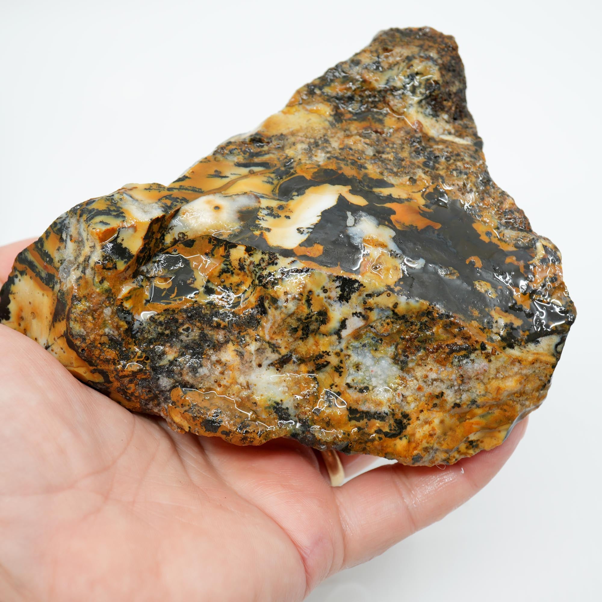 Ochoco Sunset Agate Rough - Smoke Cream Dendrites with Metallic Coating