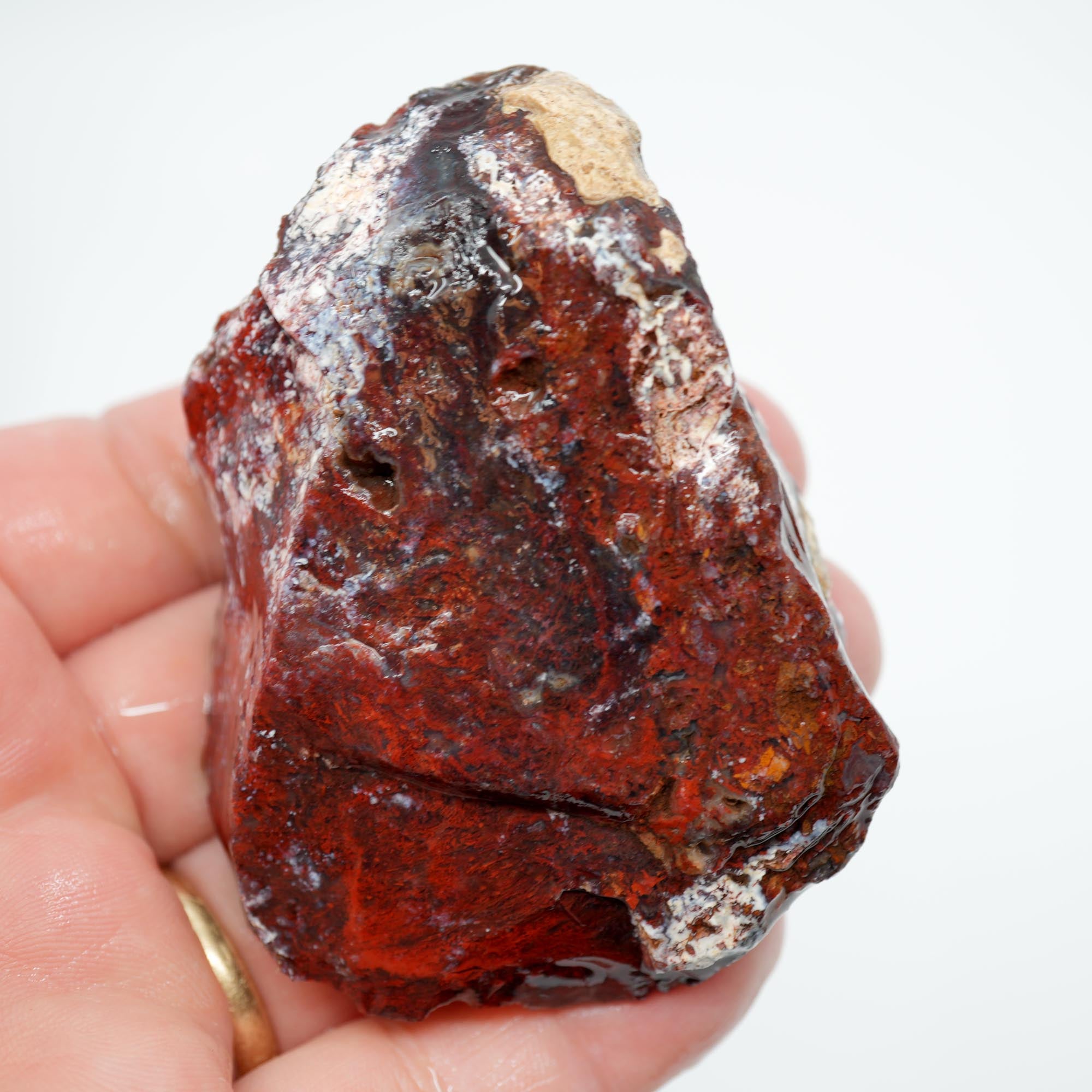 San Carlos Agate Rough - Very Bright Red with High Contrast Moss
