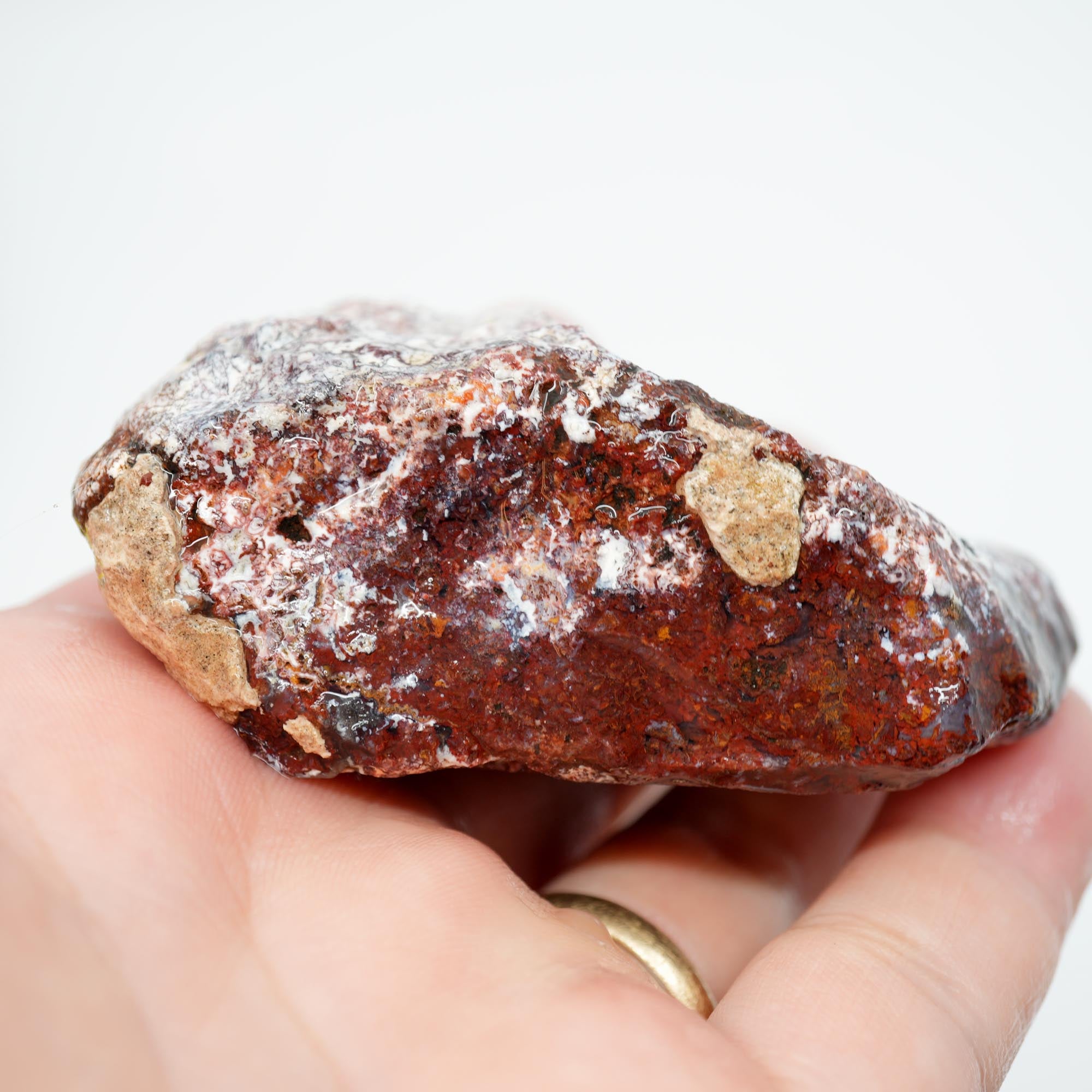 San Carlos Agate Rough - Very Bright Red with High Contrast Moss