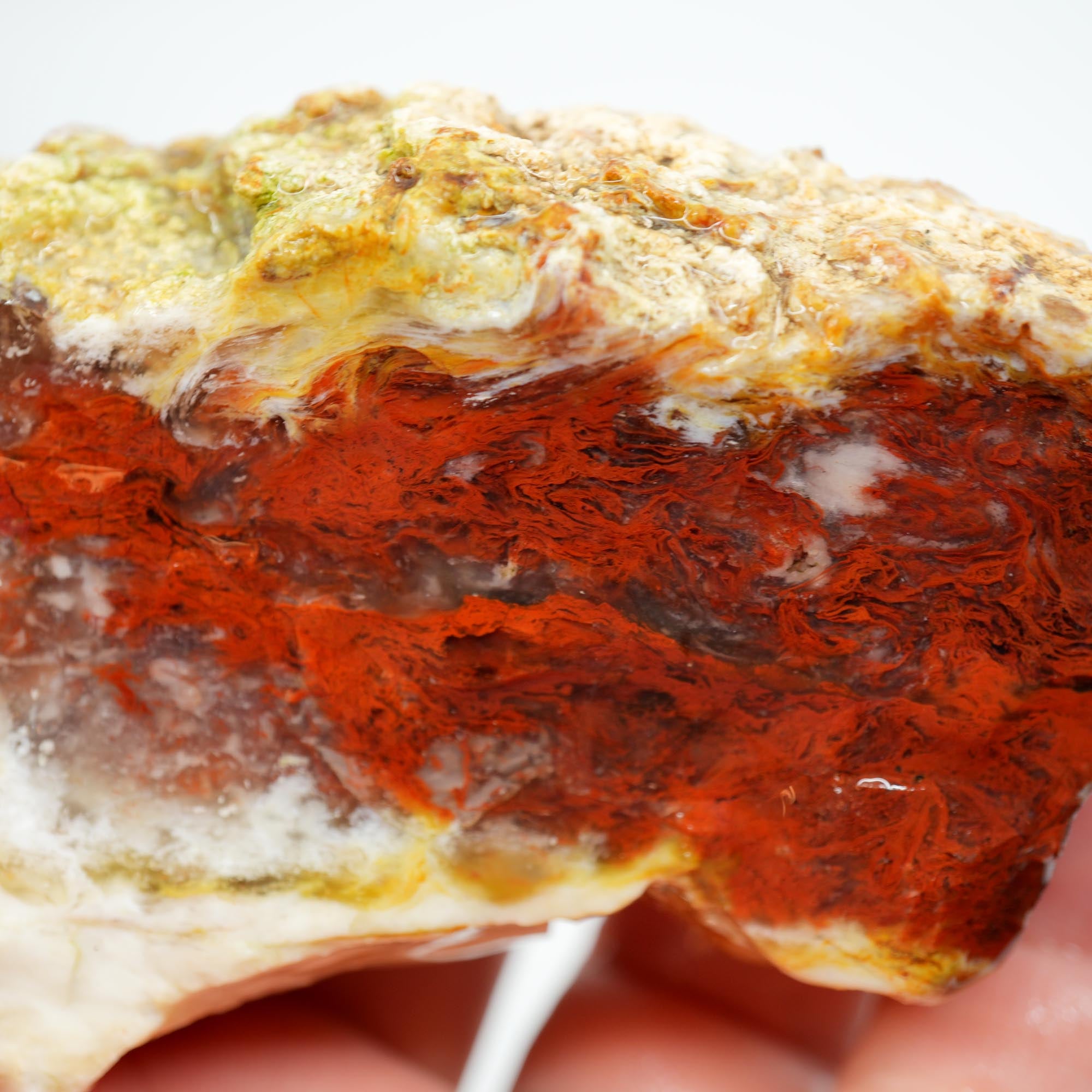 Red Velvet Agate Rough - Bright Red Pattern with Opalite Top Trimmer