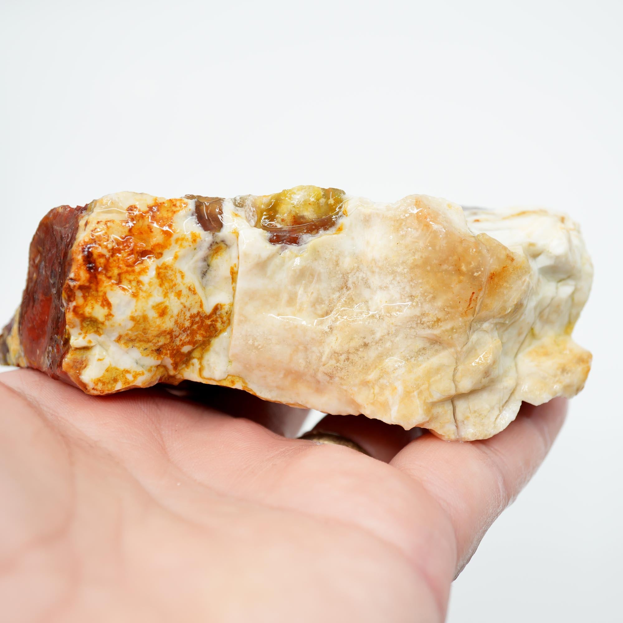 Red Velvet Agate Rough - Bright Red Pattern with Opalite Top Trimmer