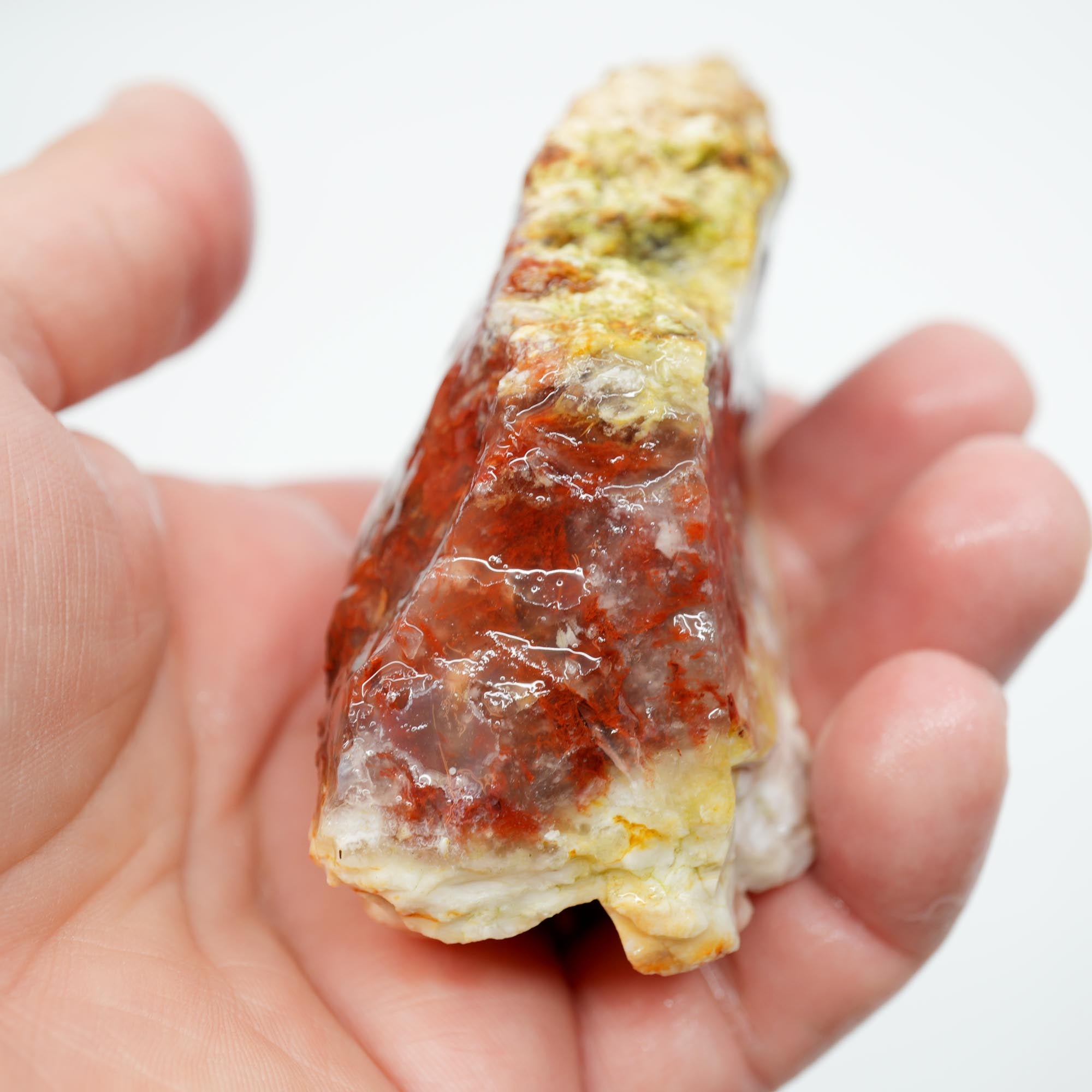 Red Velvet Agate Rough - Bright Red Pattern with Opalite Top Trimmer
