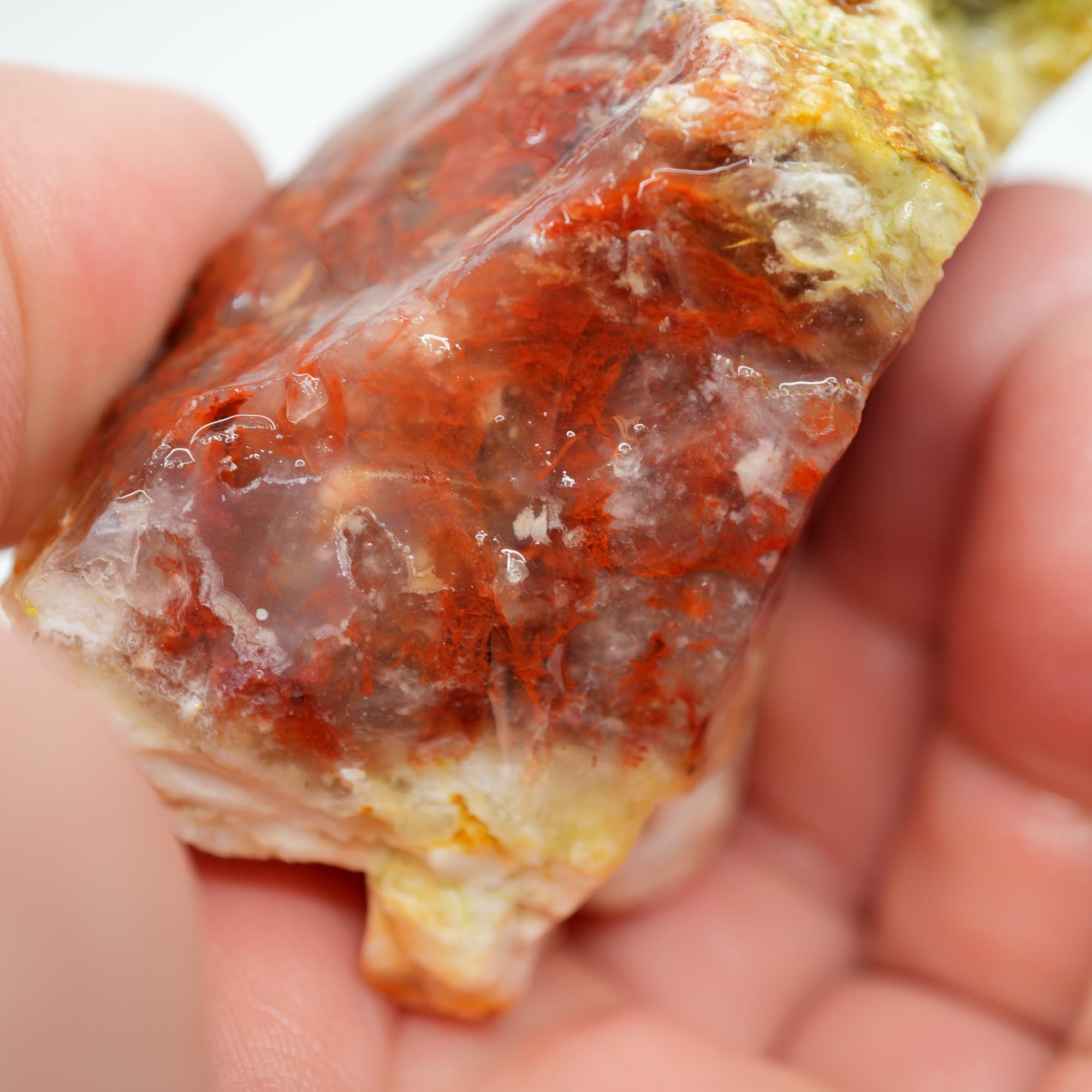 Red Velvet Agate Rough - Bright Red Pattern with Opalite Top Trimmer