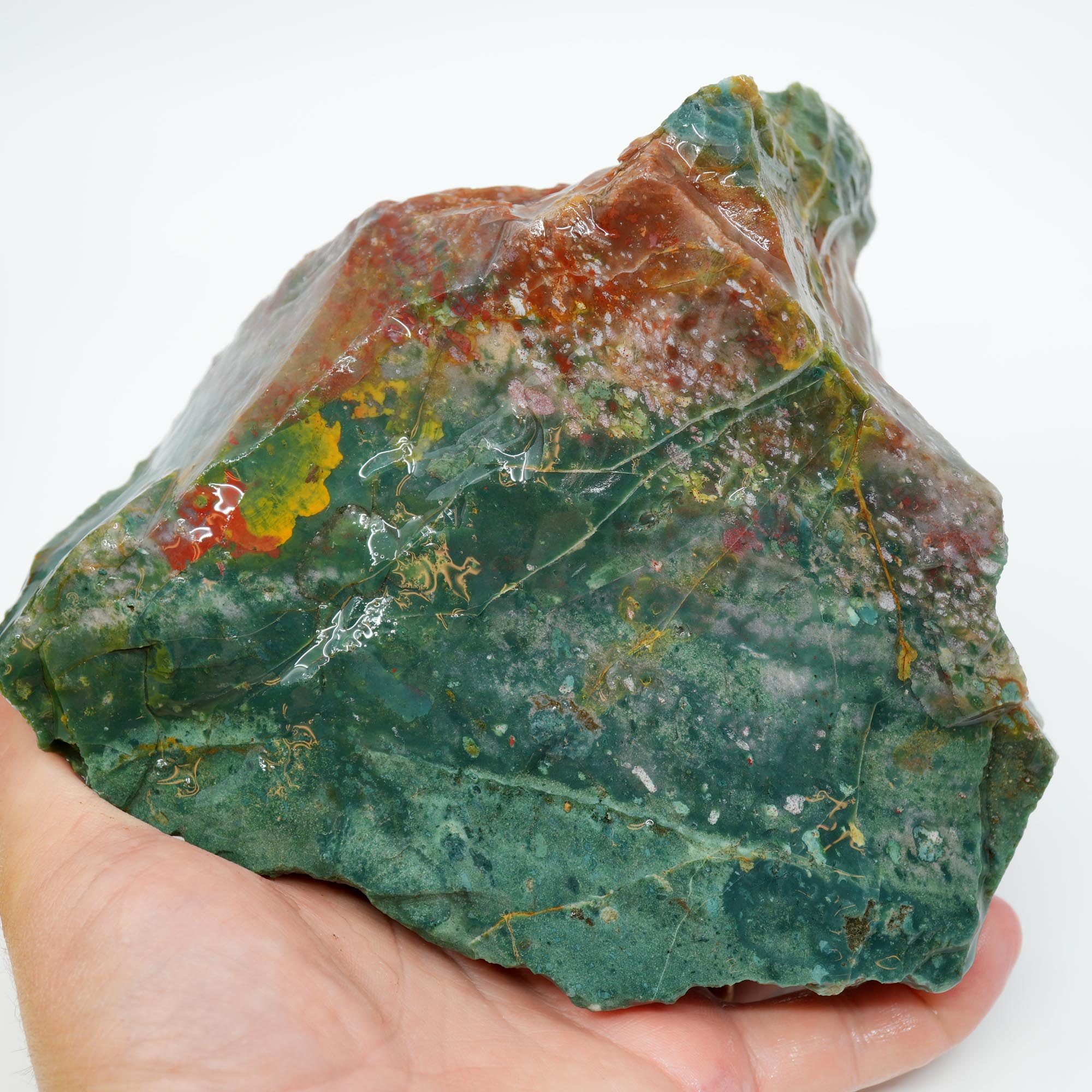 India Bloodstone Rough - Green Red Ocean Jasper-Like Dots Large Block