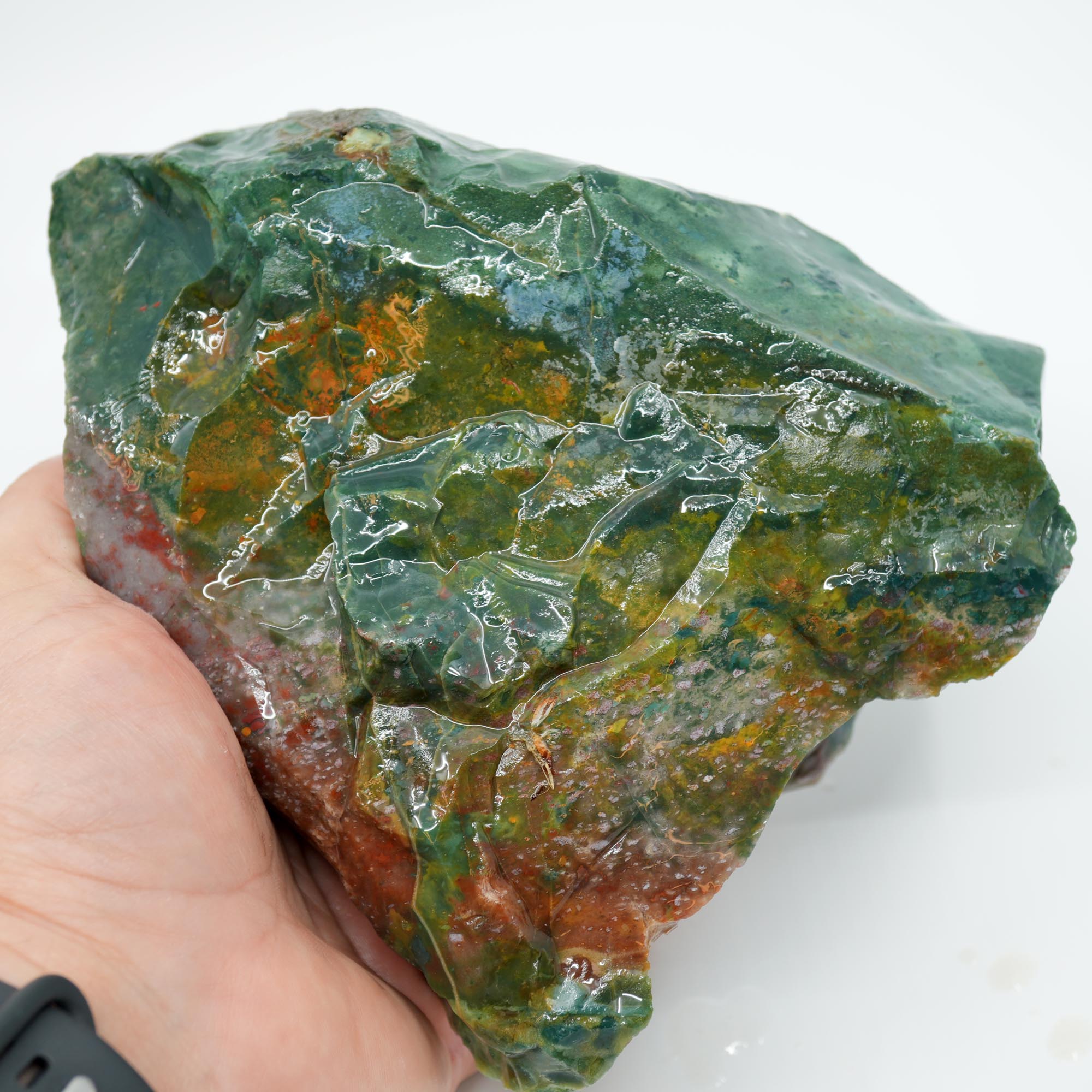 India Bloodstone Rough - Green Red Ocean Jasper-Like Dots Large Block