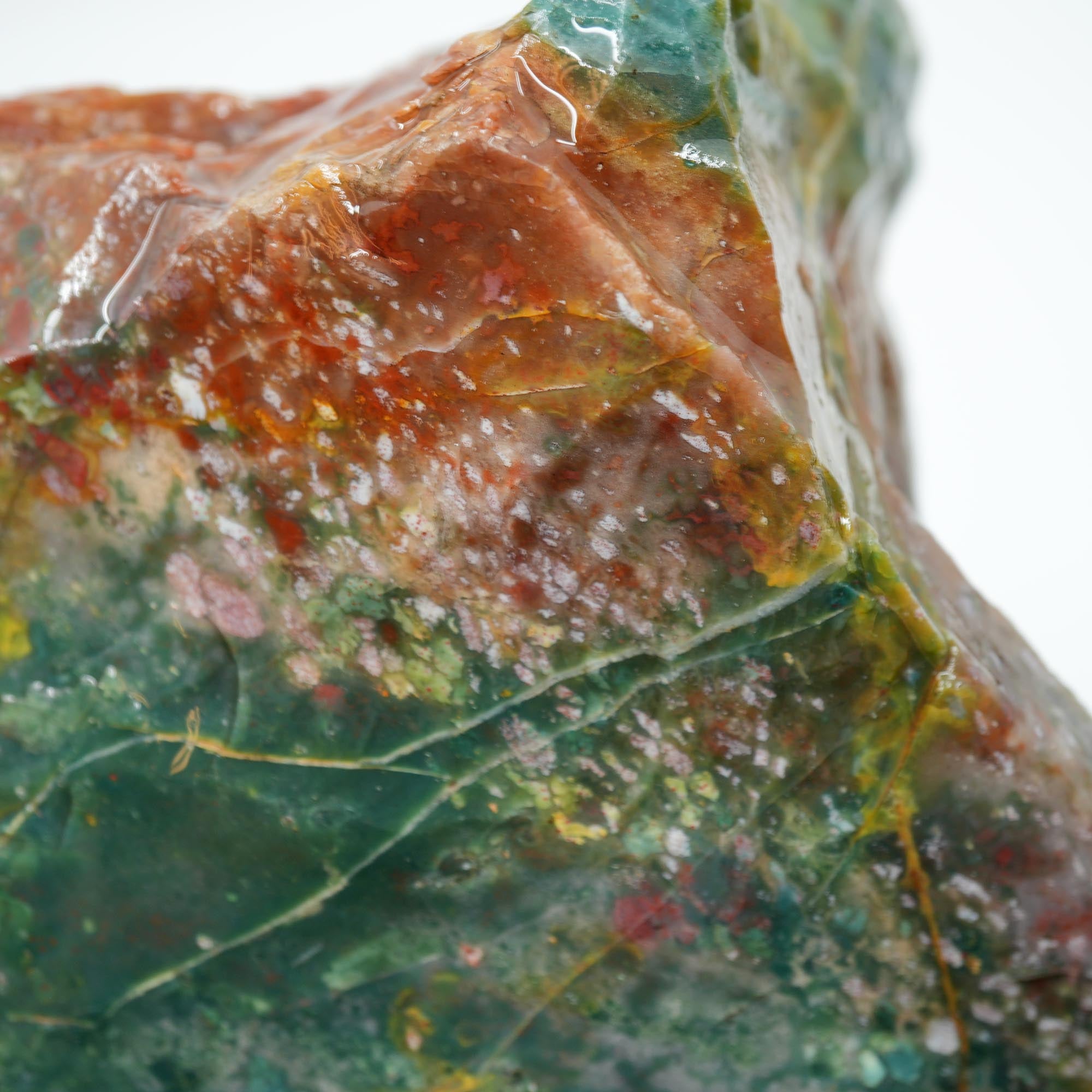 India Bloodstone Rough - Green Red Ocean Jasper-Like Dots Large Block