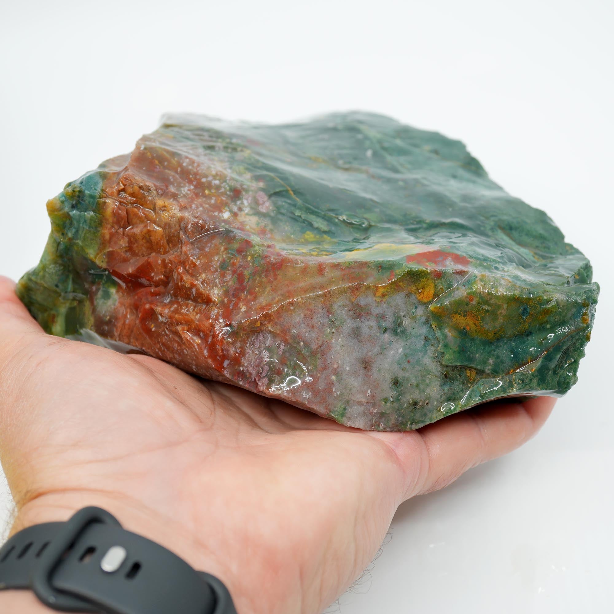 India Bloodstone Rough - Green Red Ocean Jasper-Like Dots Large Block
