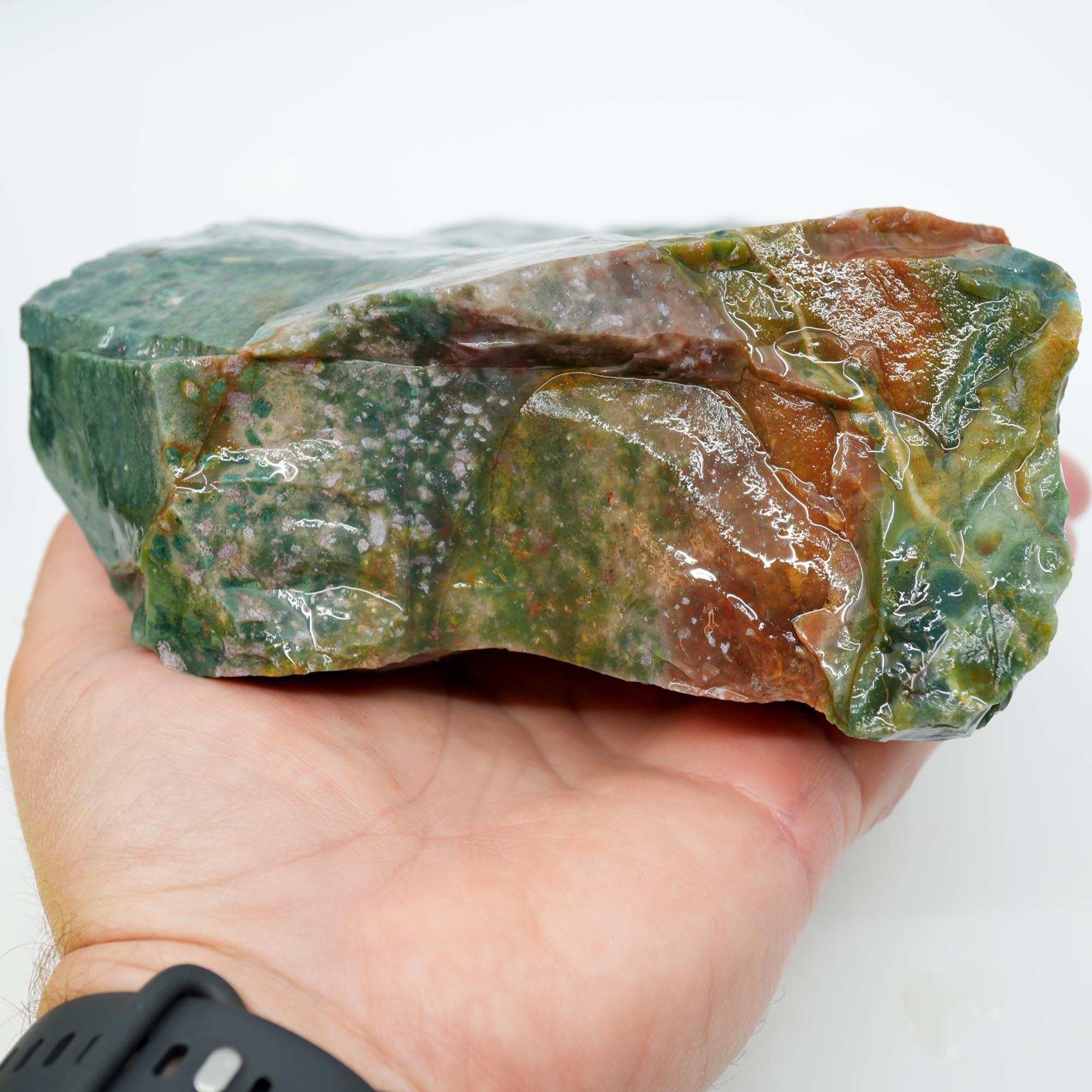 India Bloodstone Rough - Green Red Ocean Jasper-Like Dots Large Block