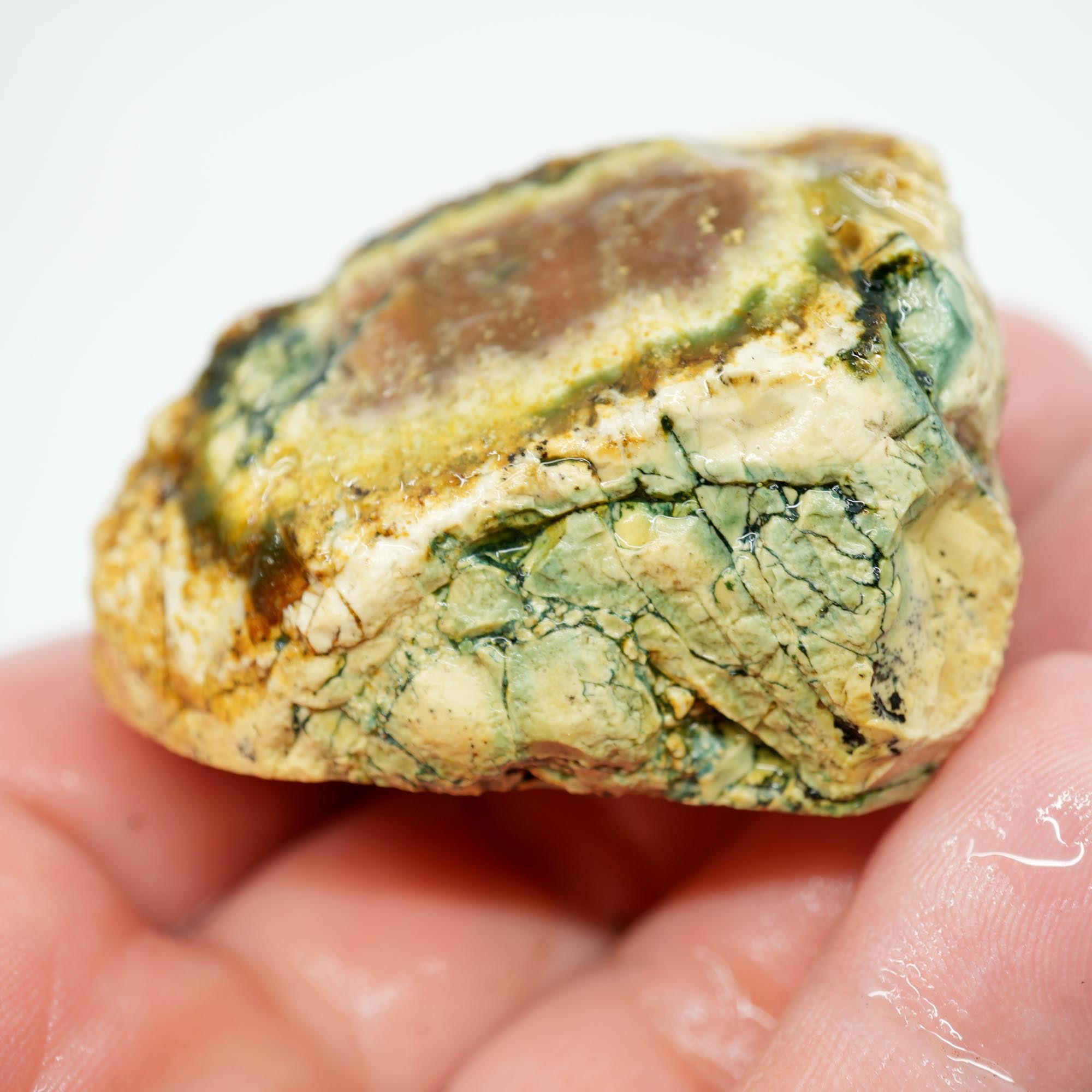Royal Imperial Jasper Rough - Orbicular Pattern with Creamy Pink