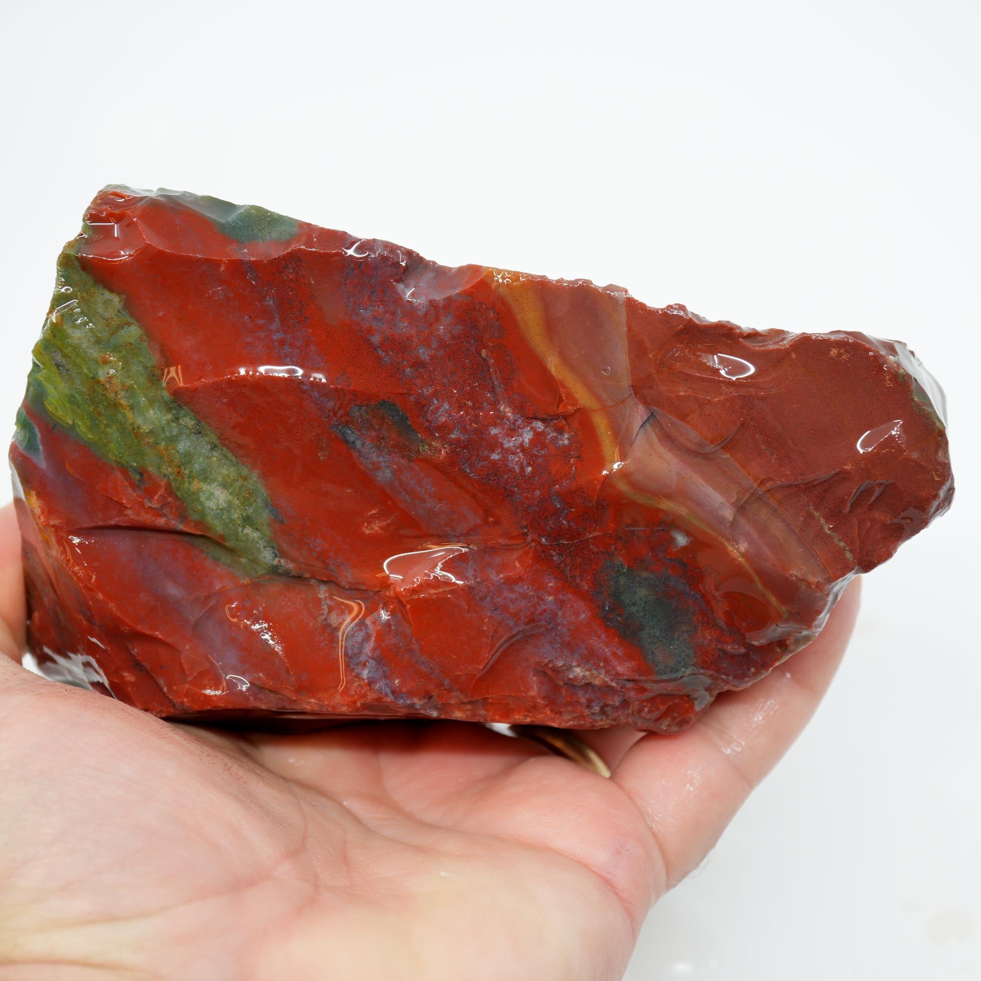 India Bloodstone Rough - Gemmy Red and Green Mix