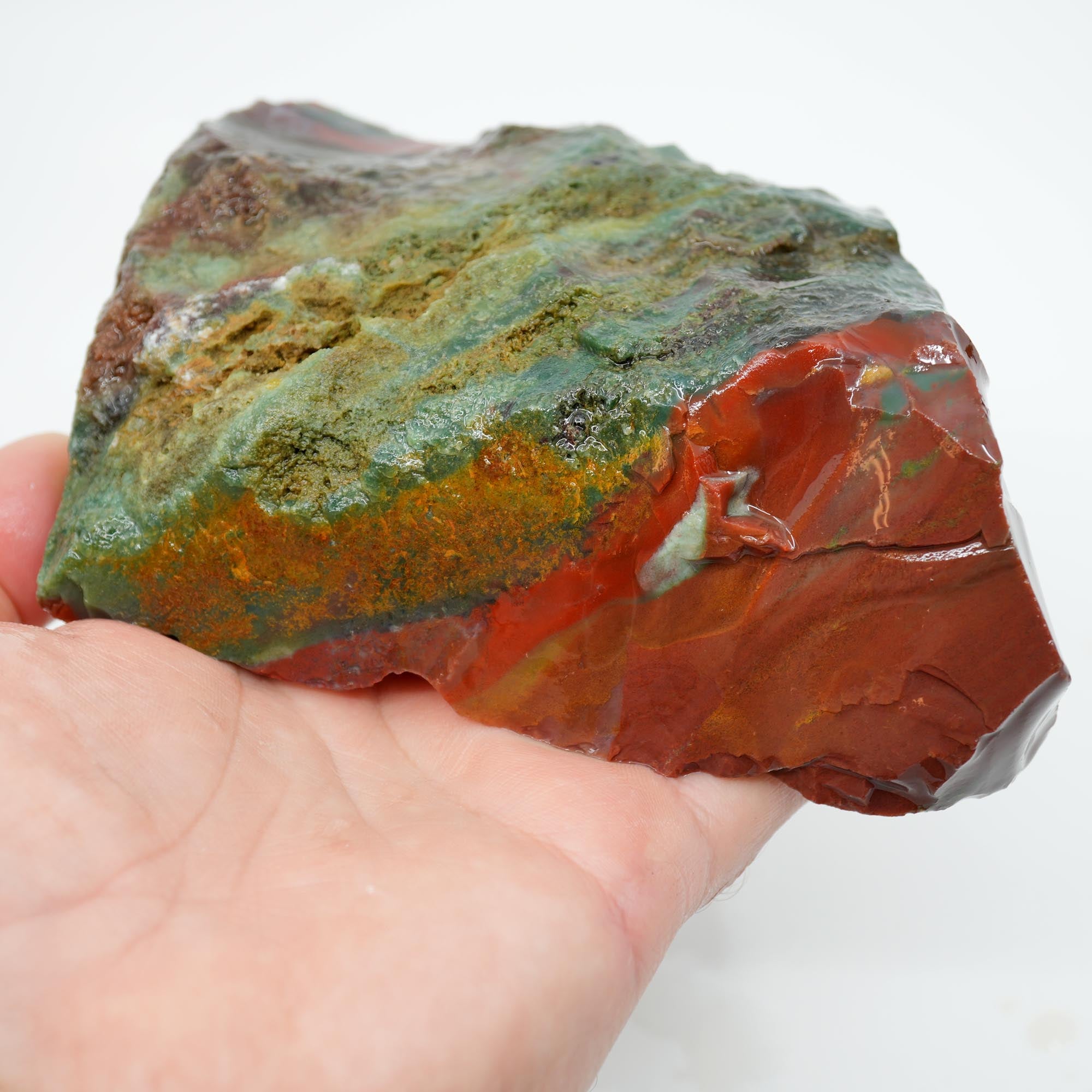 India Bloodstone Rough - Gemmy Red and Green Mix