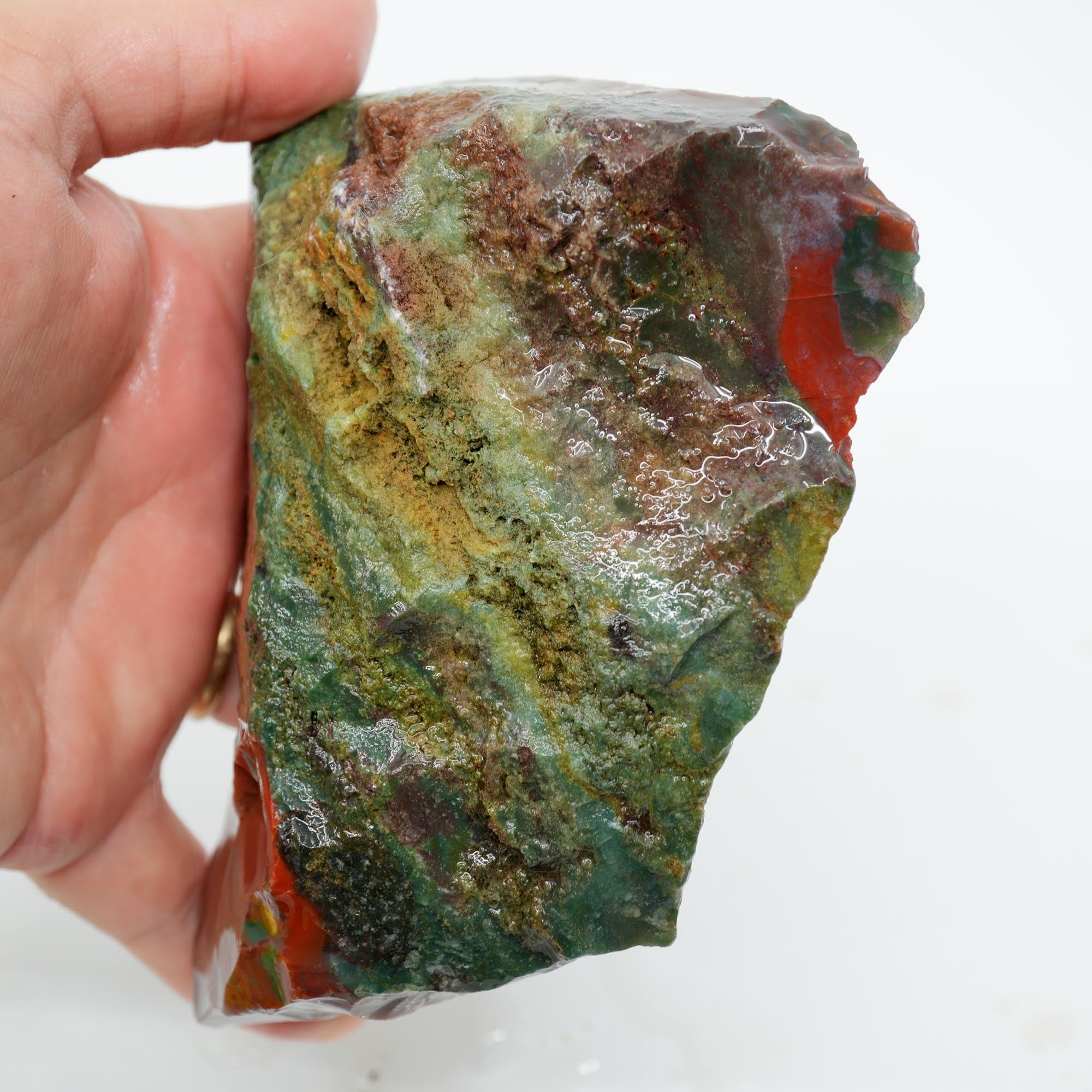 India Bloodstone Rough - Gemmy Red and Green Mix