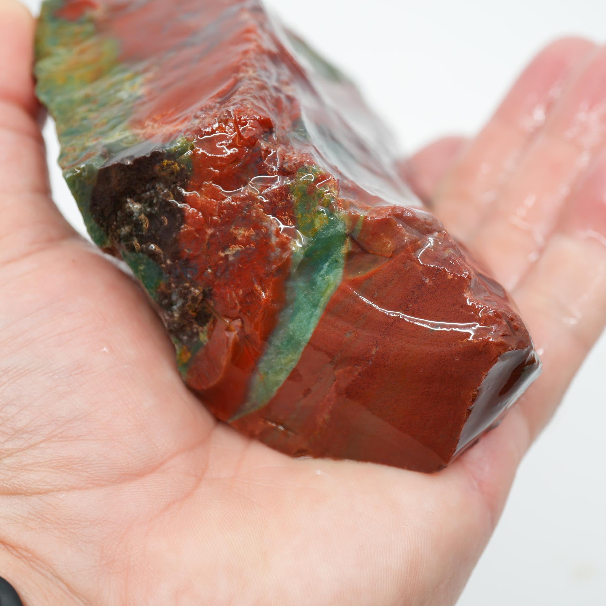 India Bloodstone Rough - Gemmy Red and Green Mix