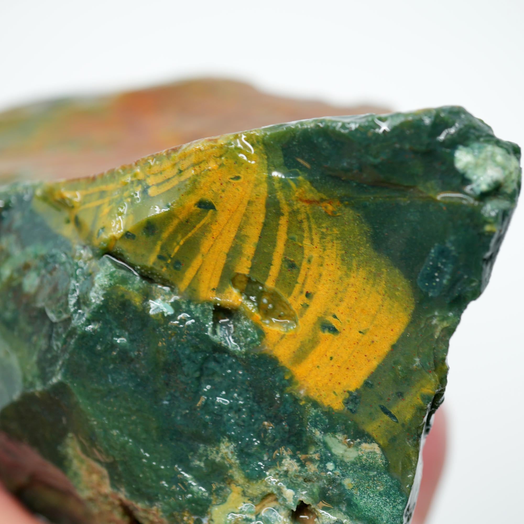 India Bloodstone Rough - Ocean Jasper-Like Orbs with Rare Ribbed Side High-Grade