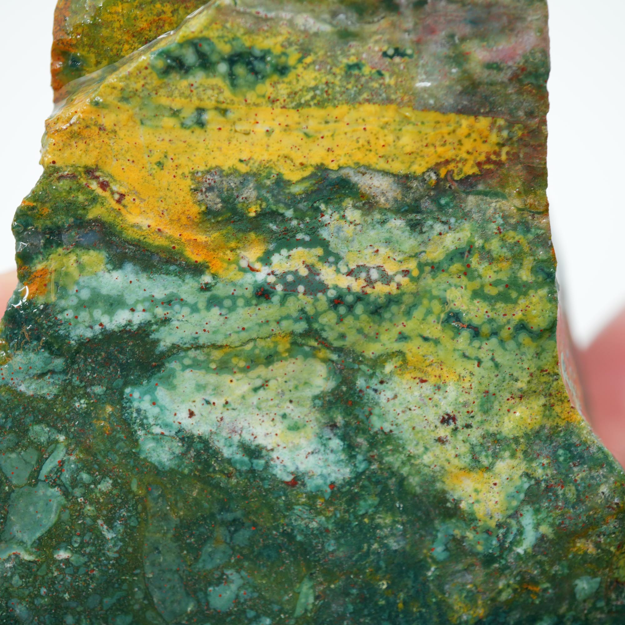 India Bloodstone Rough - Ocean Jasper-Like Orbs with Rare Ribbed Side High-Grade