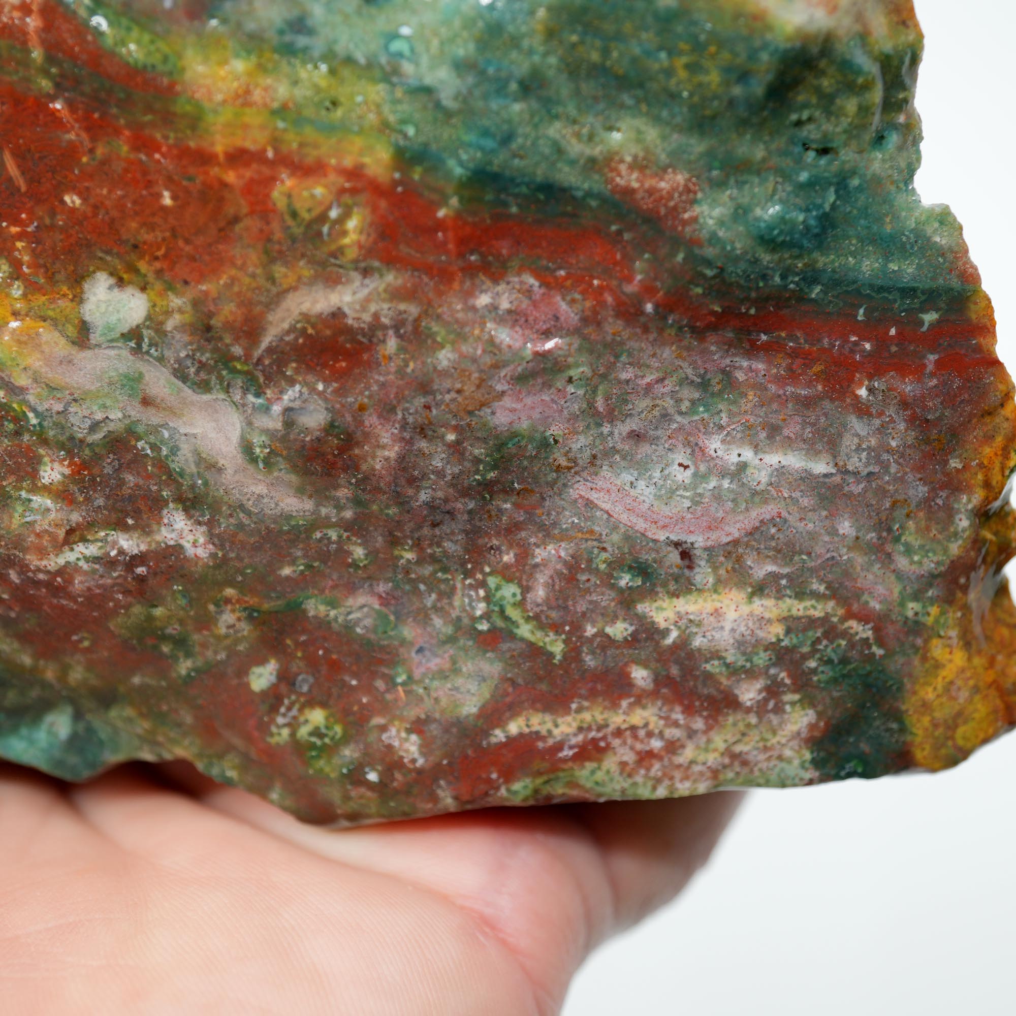 India Bloodstone Rough - Ocean Jasper-Like Orbs with Rare Ribbed Side High-Grade