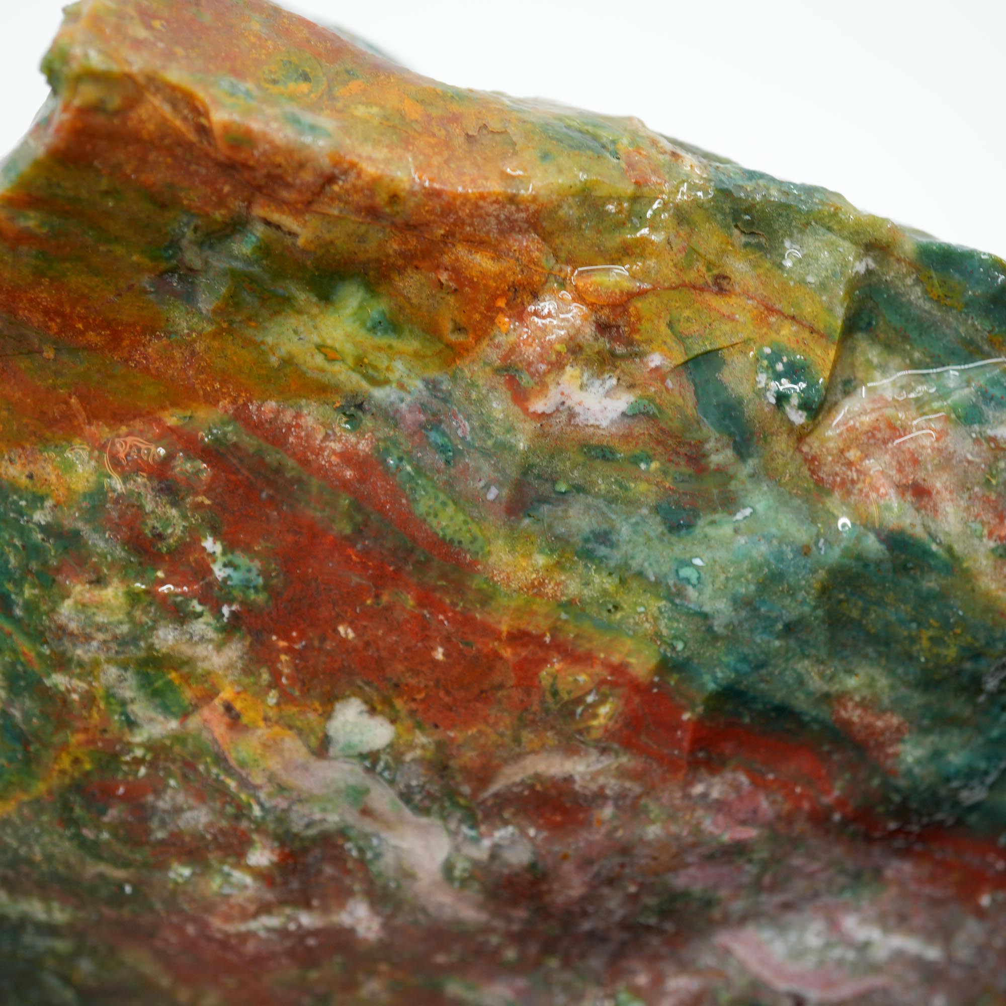 India Bloodstone Rough - Ocean Jasper-Like Orbs with Rare Ribbed Side High-Grade