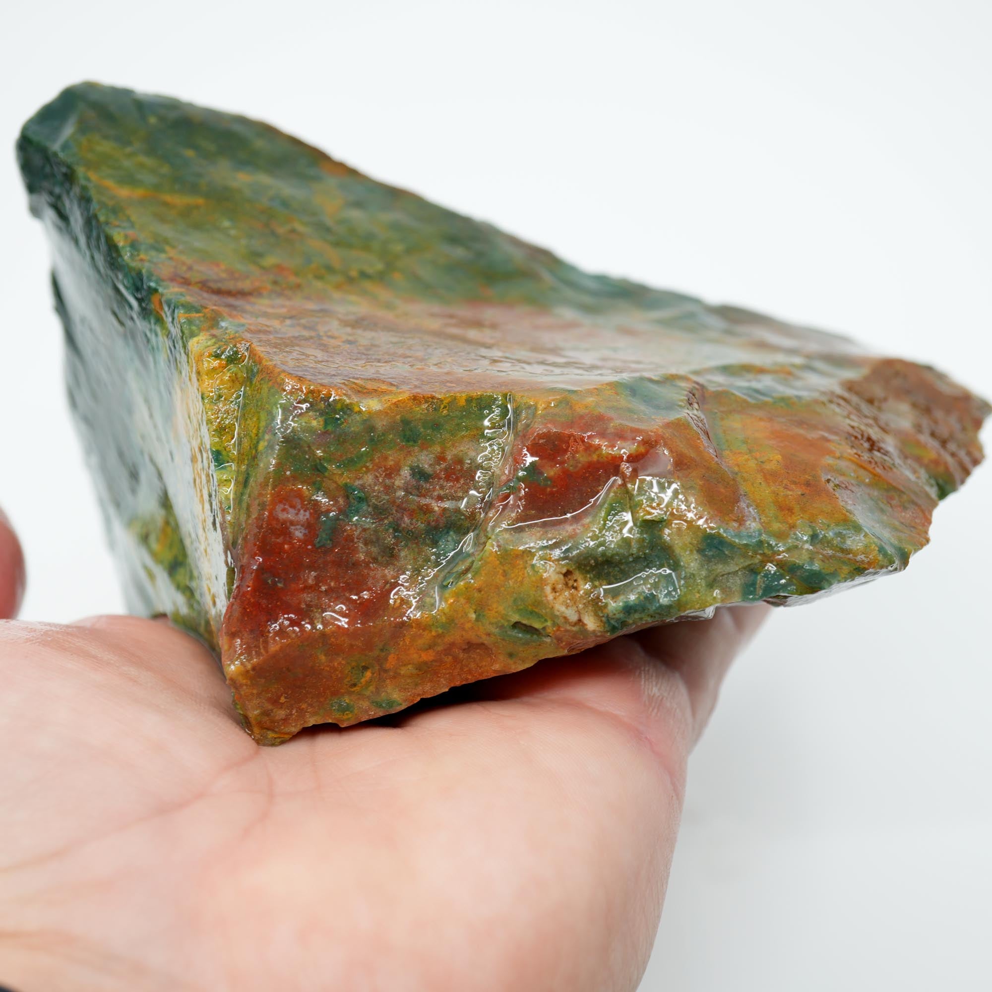 India Bloodstone Rough - Ocean Jasper-Like Orbs with Rare Ribbed Side High-Grade